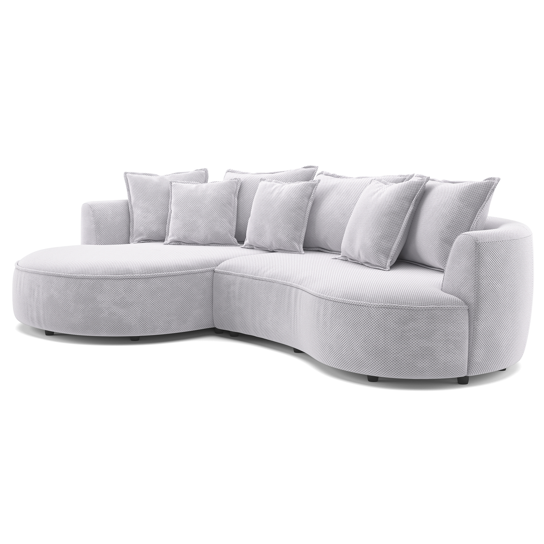 Ecksofa - grau - Samt - 287 cm - Recamiere links