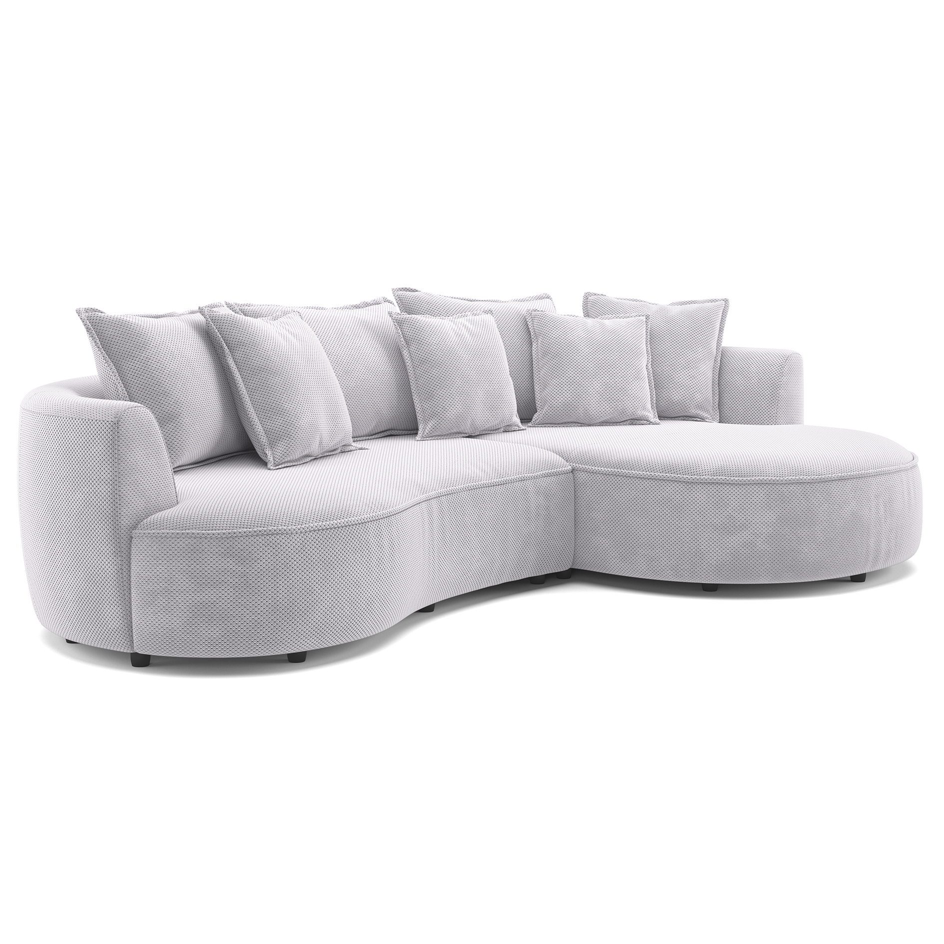 Ecksofa - grau - Samt - 287 cm - Recamiere rechts