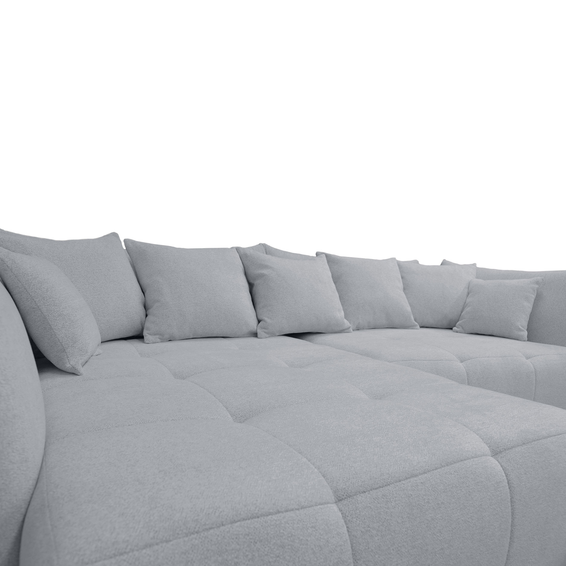Ecksofa - grau - Velours - Ottomane links