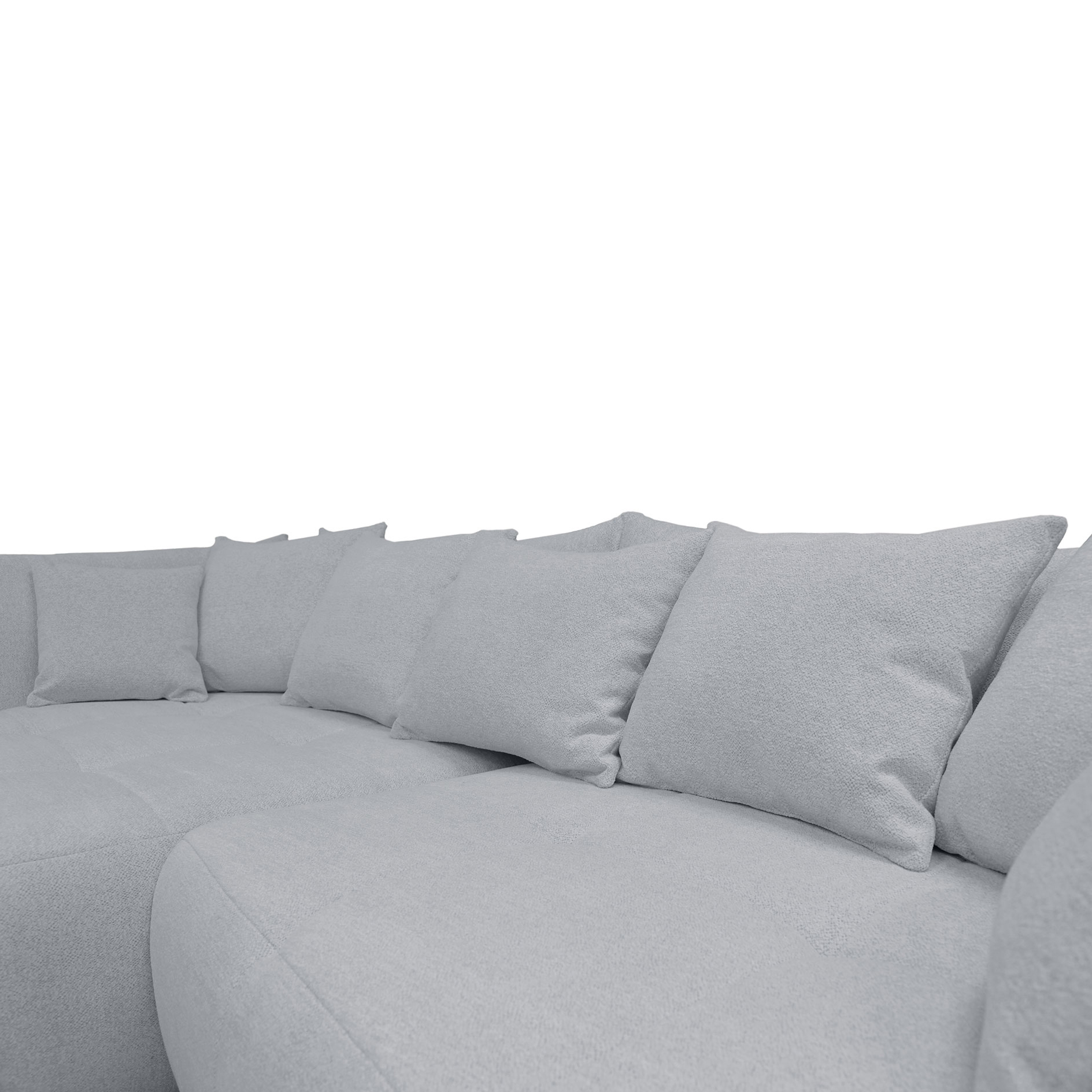 Ecksofa - grau - Velours - Ottomane links