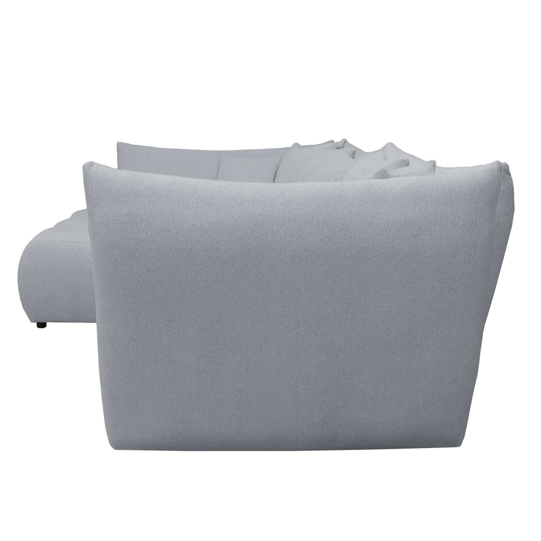 Ecksofa - grau - Velours - Ottomane links