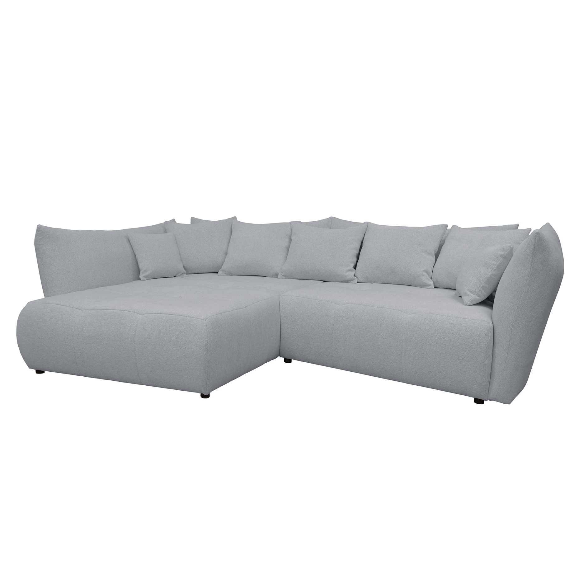 Ecksofa - grau - Velours - Ottomane links