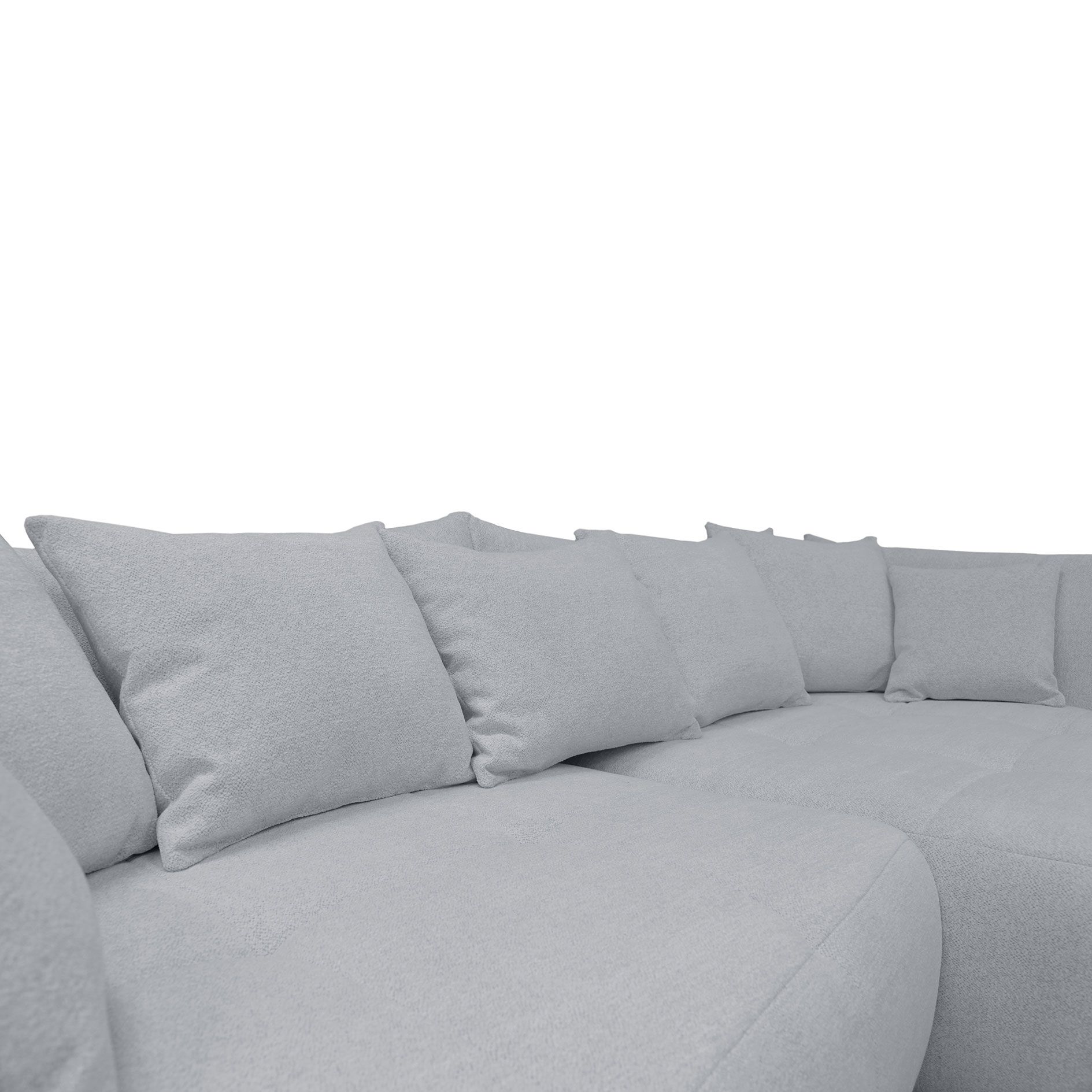 Ecksofa - grau - Velours - Ottomane rechts