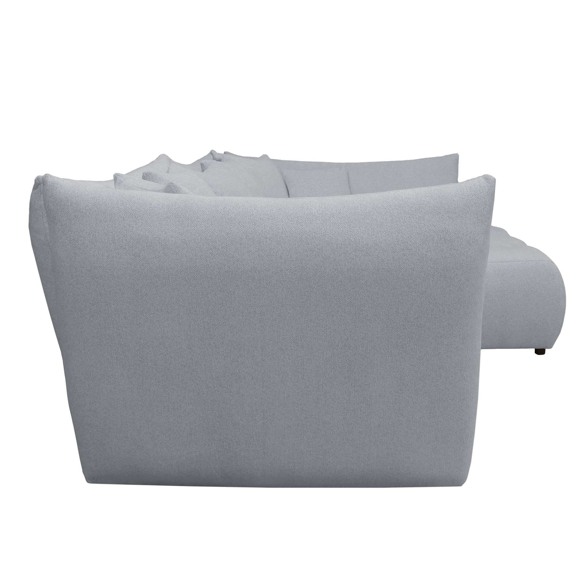 Ecksofa - grau - Velours - Ottomane rechts