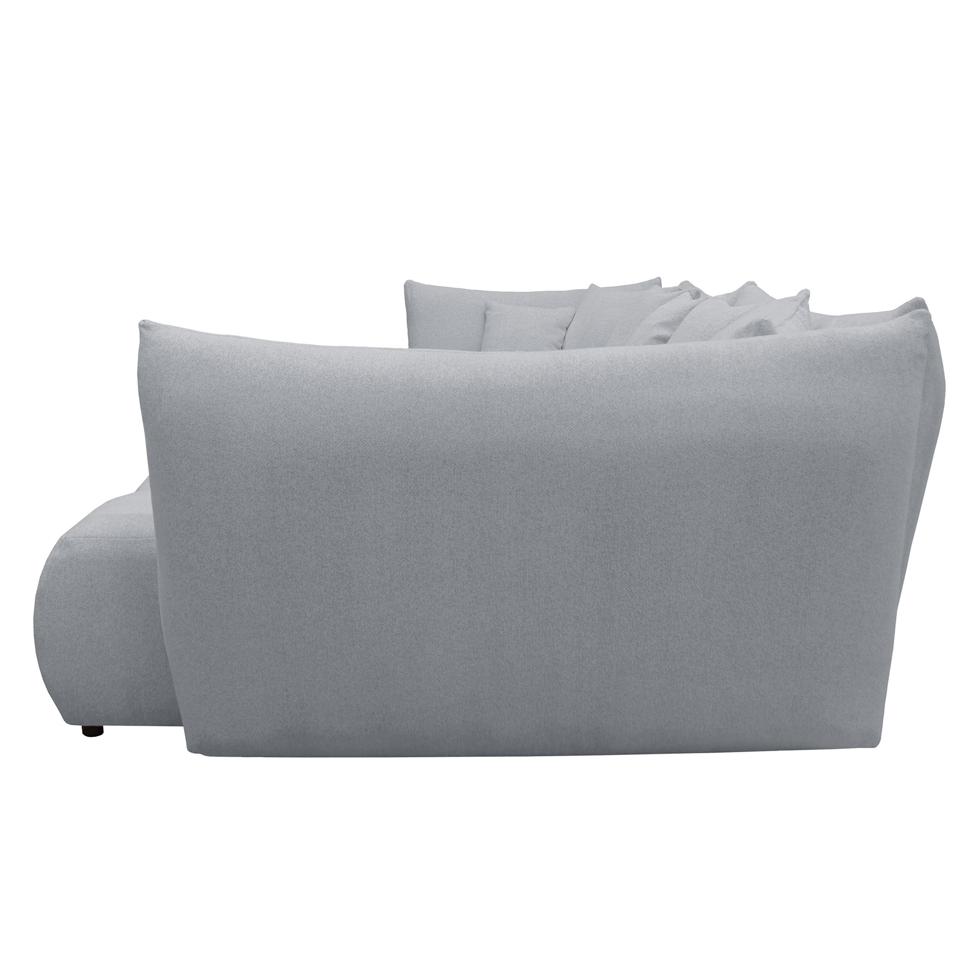 Ecksofa - grau - Velours - Ottomane rechts