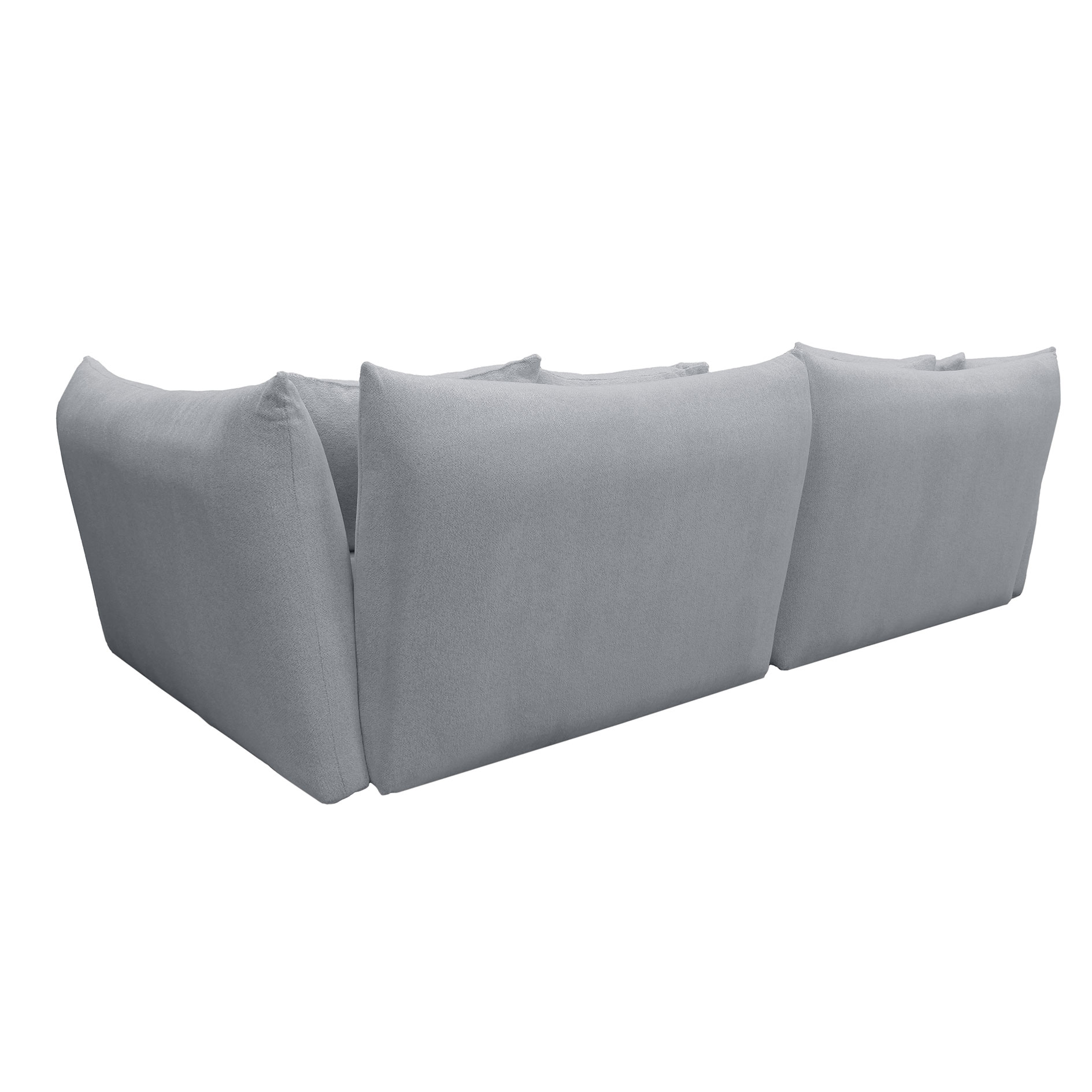 Ecksofa - grau - Velours - Ottomane rechts