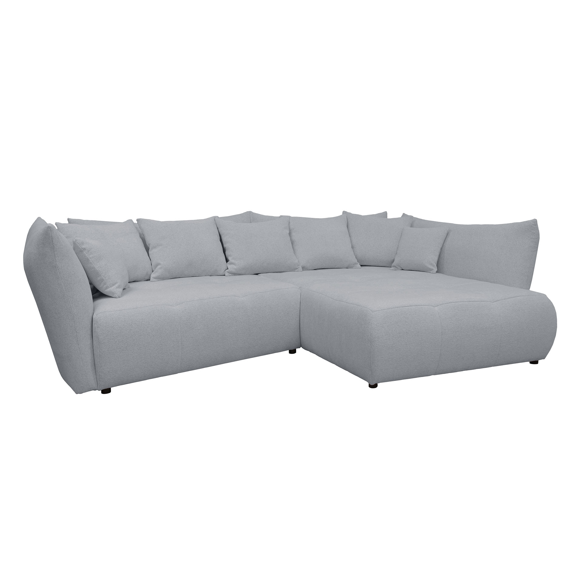 Ecksofa - grau - Velours - Ottomane rechts