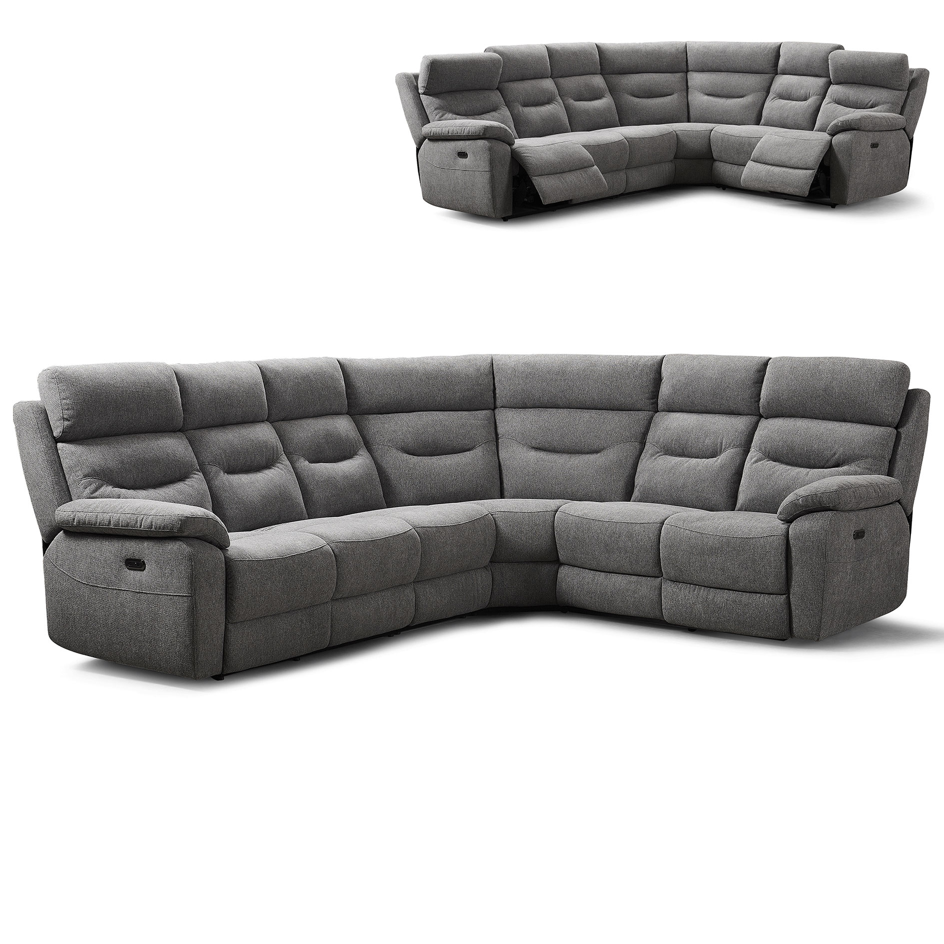 Ecksofa - grau - Webstoff - elektrische Relaxfunktion