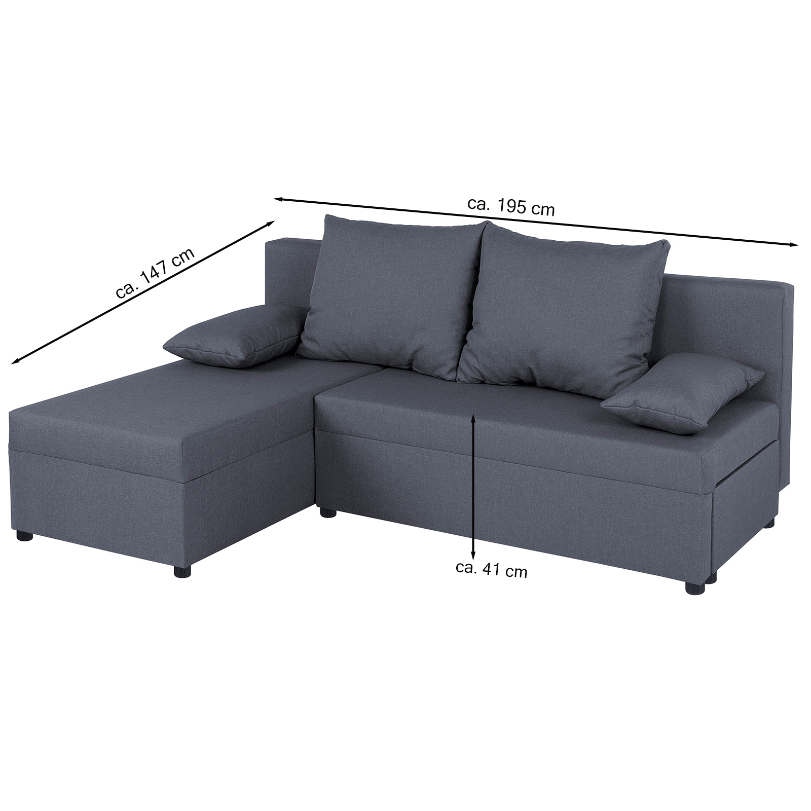 Ecksofa - grau - Webstoff - mit Liegefunktion