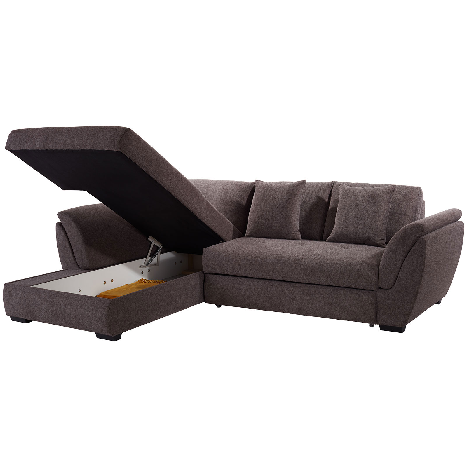 Ecksofa - graubraun - Liegefunktion - Recamiere links