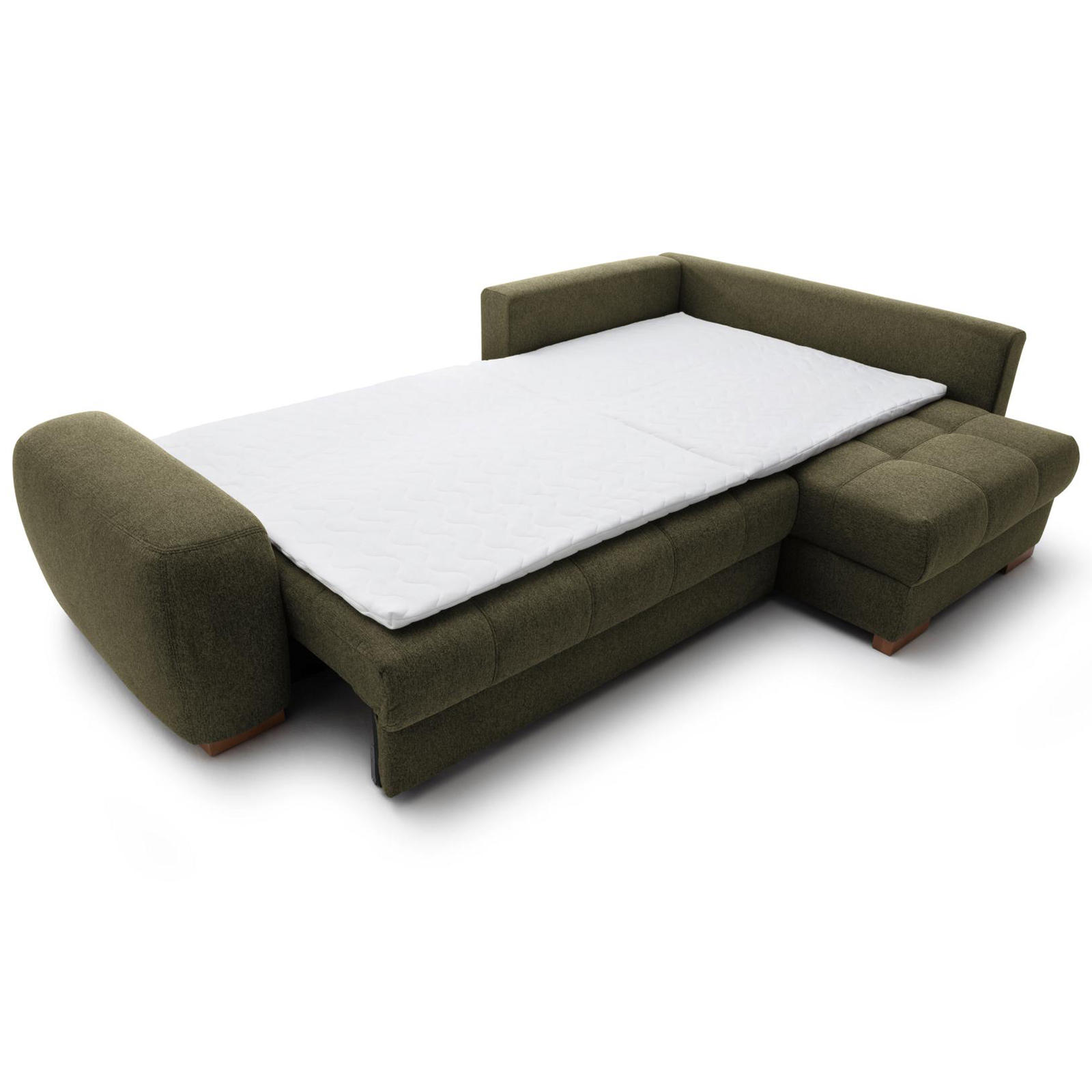 Ecksofa - green - Boxspringfederung - Liegefunktion - Holzfüße