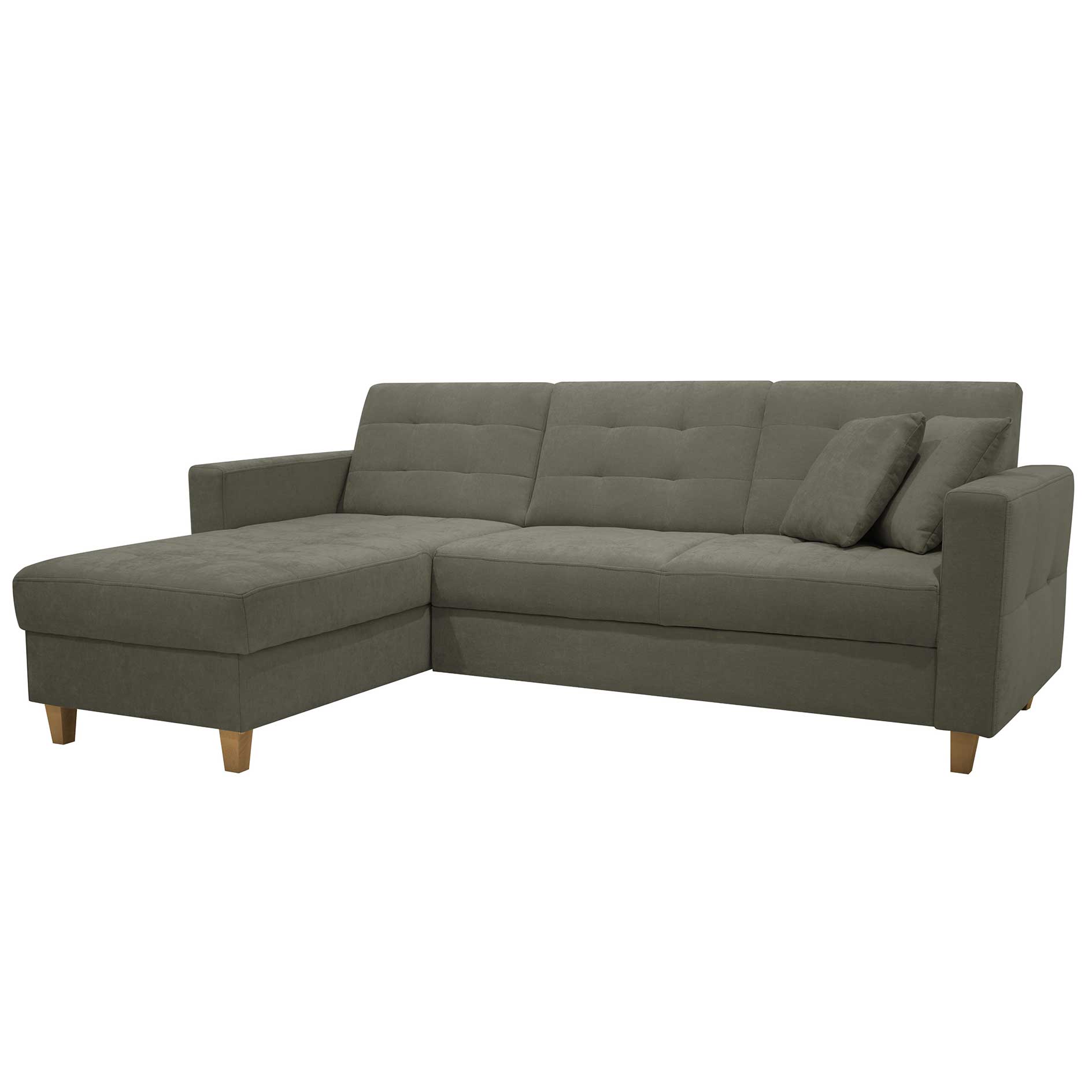 Ecksofa - green tea - Liegefunktion - Staukasten - beidseitig montierbar