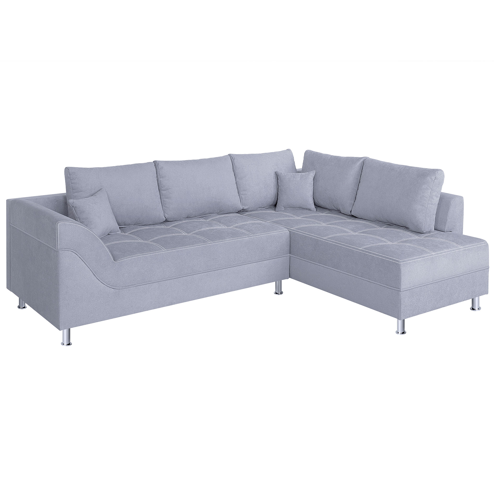 Ecksofa - grey - Federkern - mit Kissen