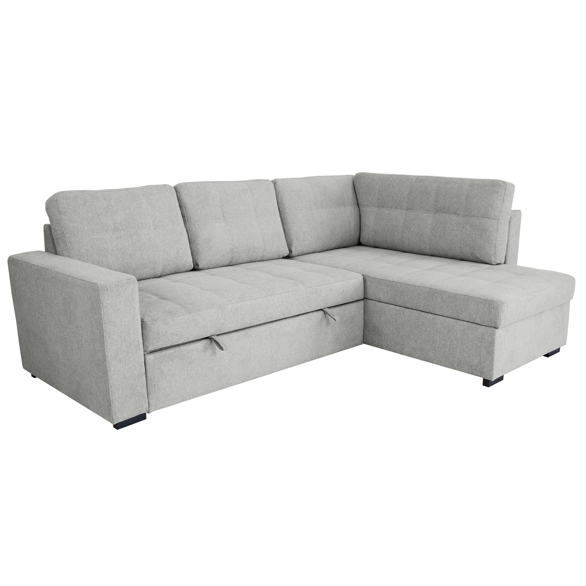 Ecksofa - grey - Liegefunktion - Staukasten - Strukturgewebe