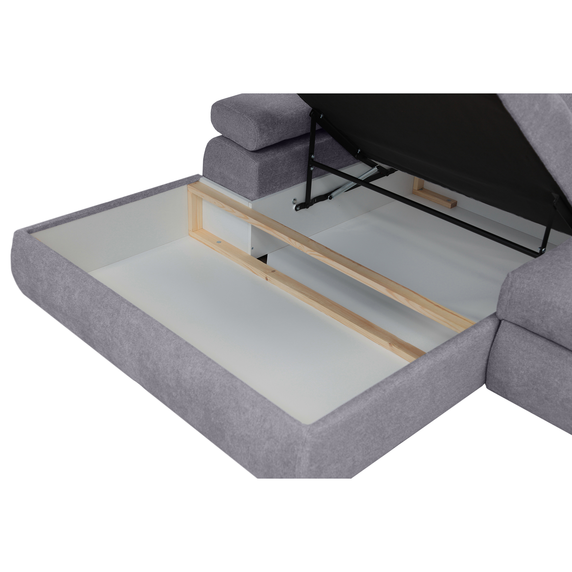Ecksofa - grey - Liegefunktion und Staukasten - Ottomane links