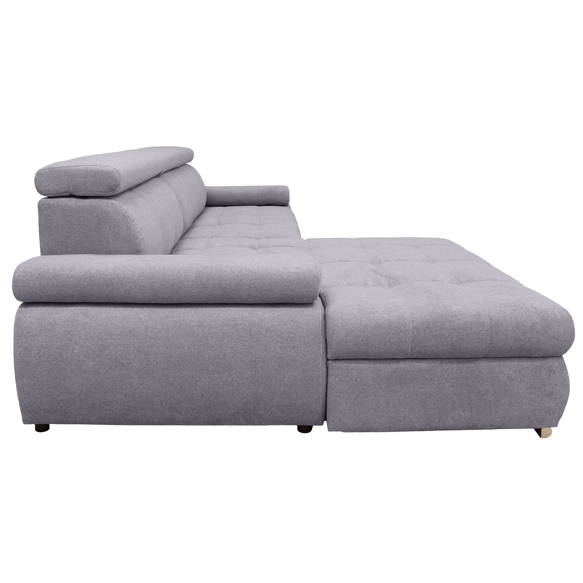 Ecksofa - grey - Liegefunktion und Staukasten - Ottomane links