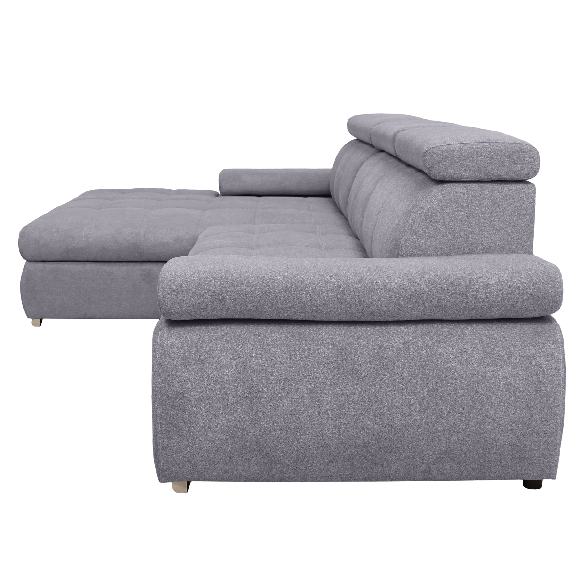 Ecksofa - grey - Liegefunktion und Staukasten - Ottomane links