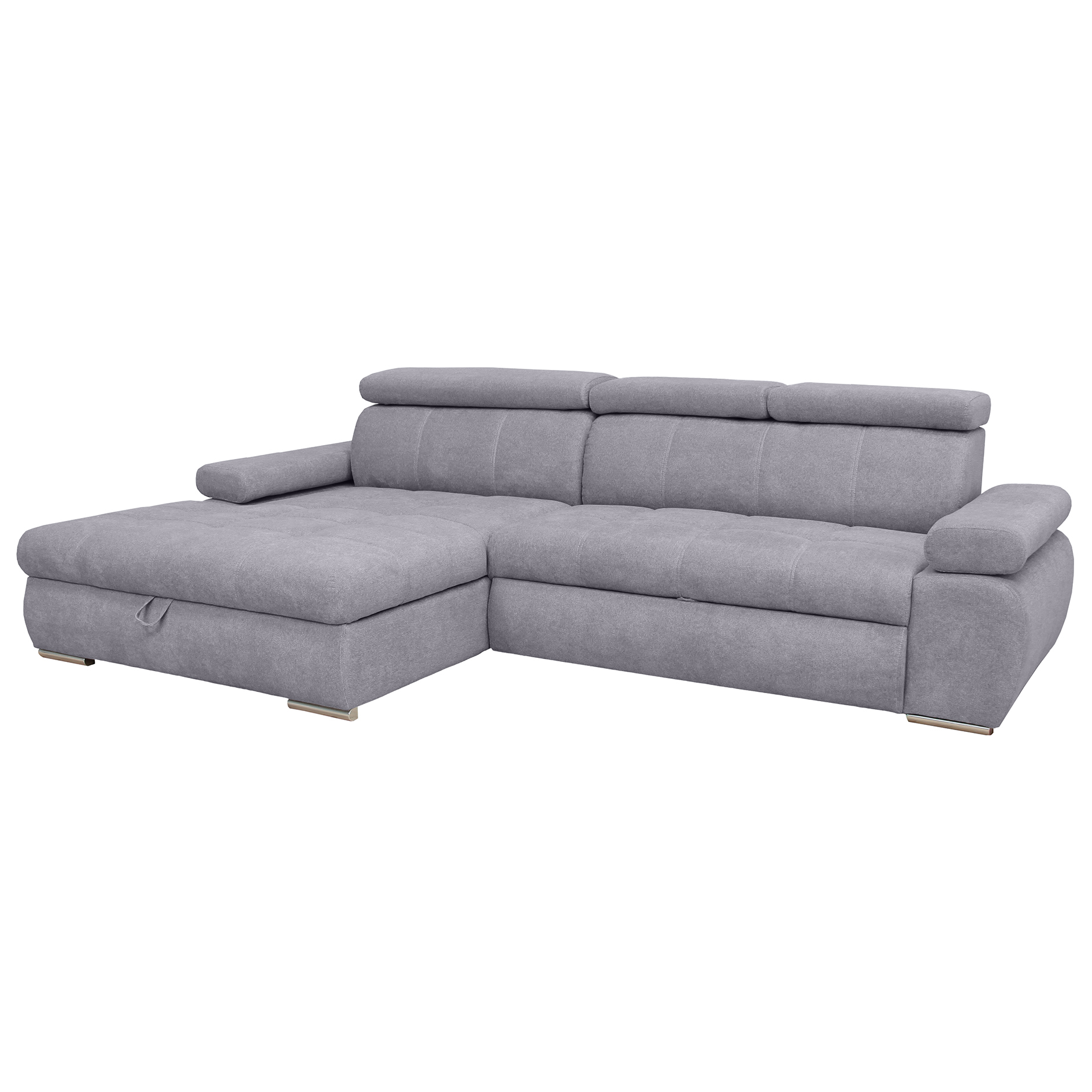 Ecksofa - grey - Liegefunktion und Staukasten - Ottomane links