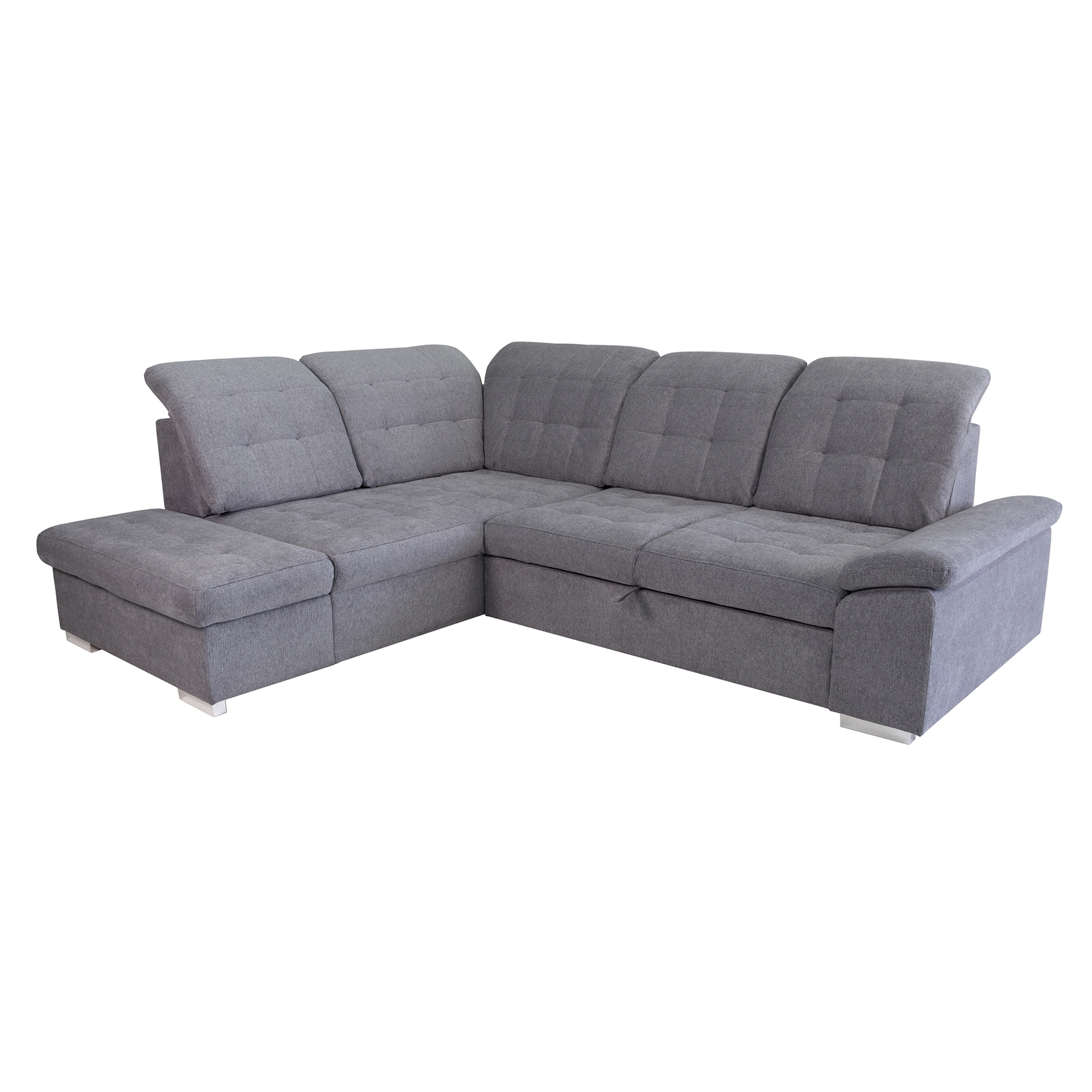 Ecksofa - grey - Liegefunktion und Staukasten - Ottomane links