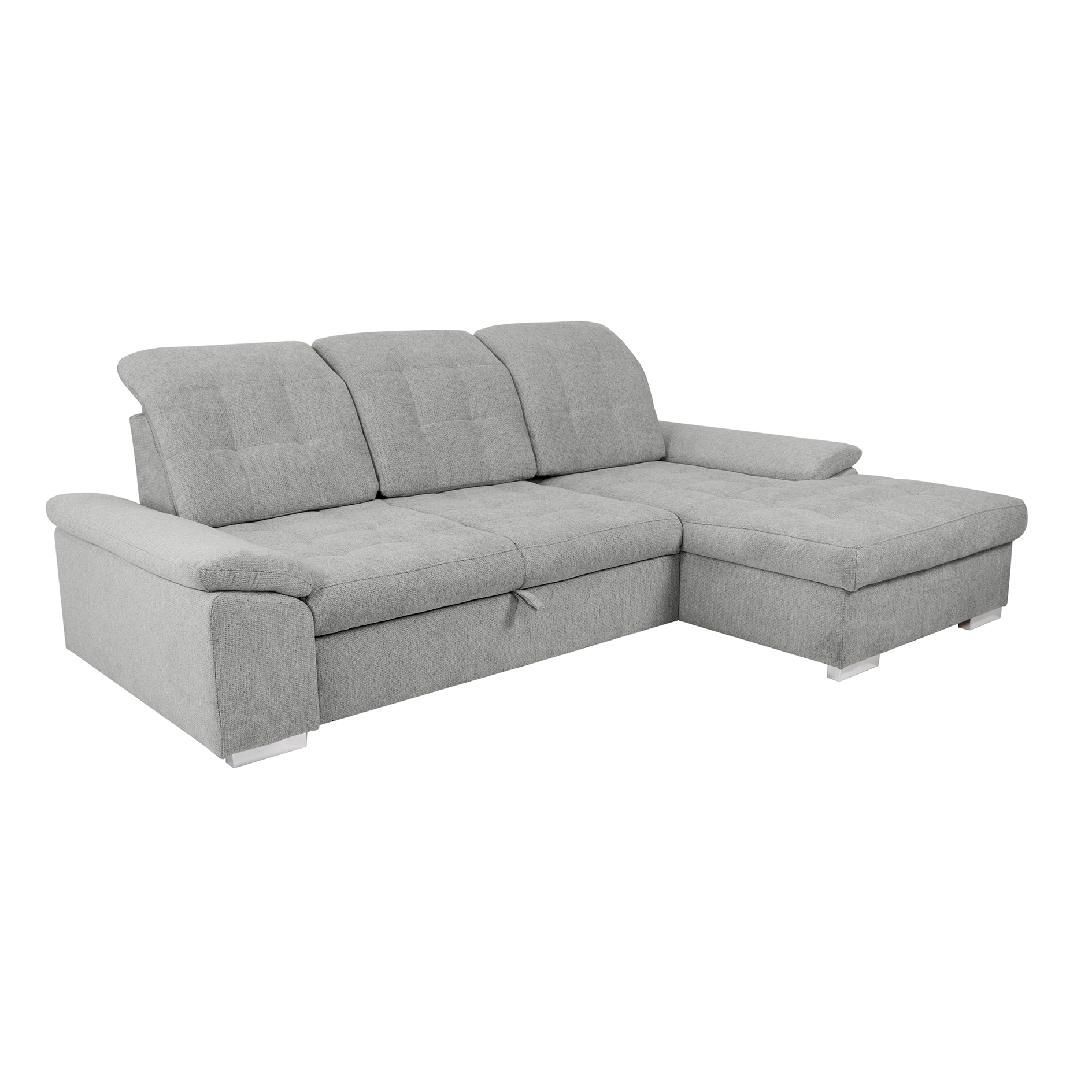 Ecksofa - grey - Liegefunktion und Staukasten - Recamiere rechts
