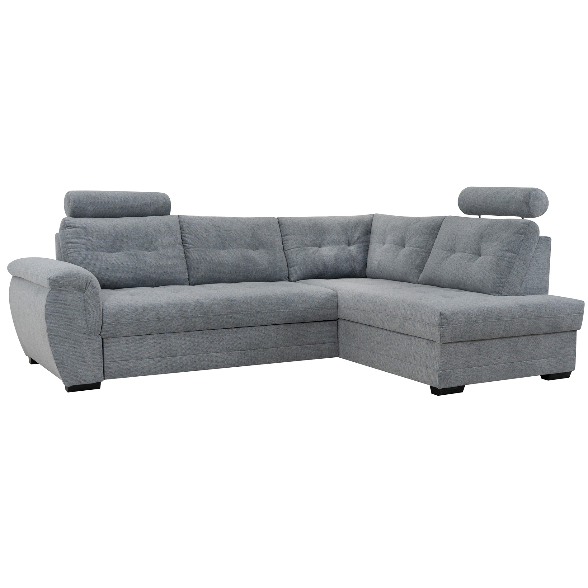Ecksofa - grey - Microfaser - Liegefunktion - Staukasten rechts