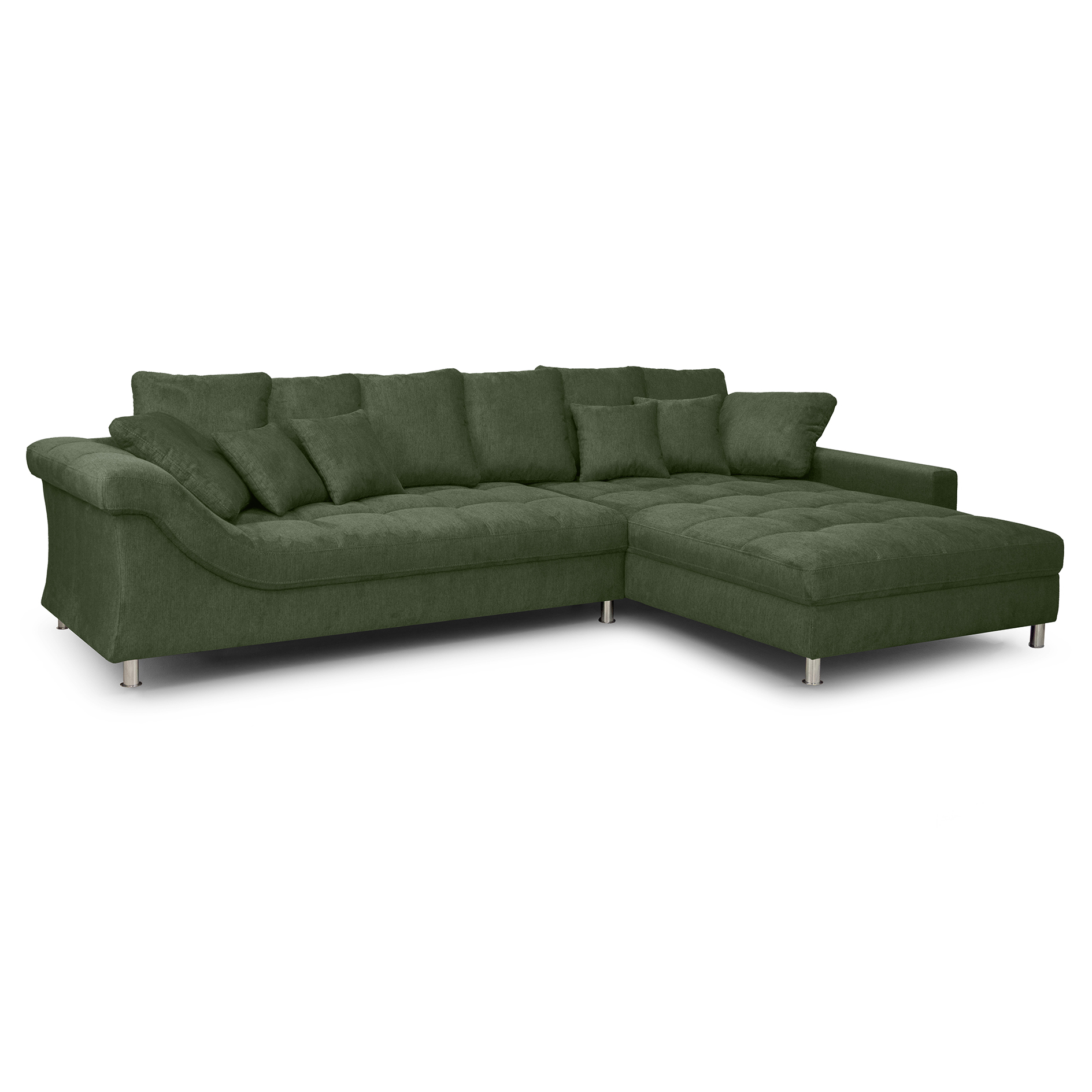 Ecksofa - grün - Microfaser - beidseitig montierbar
