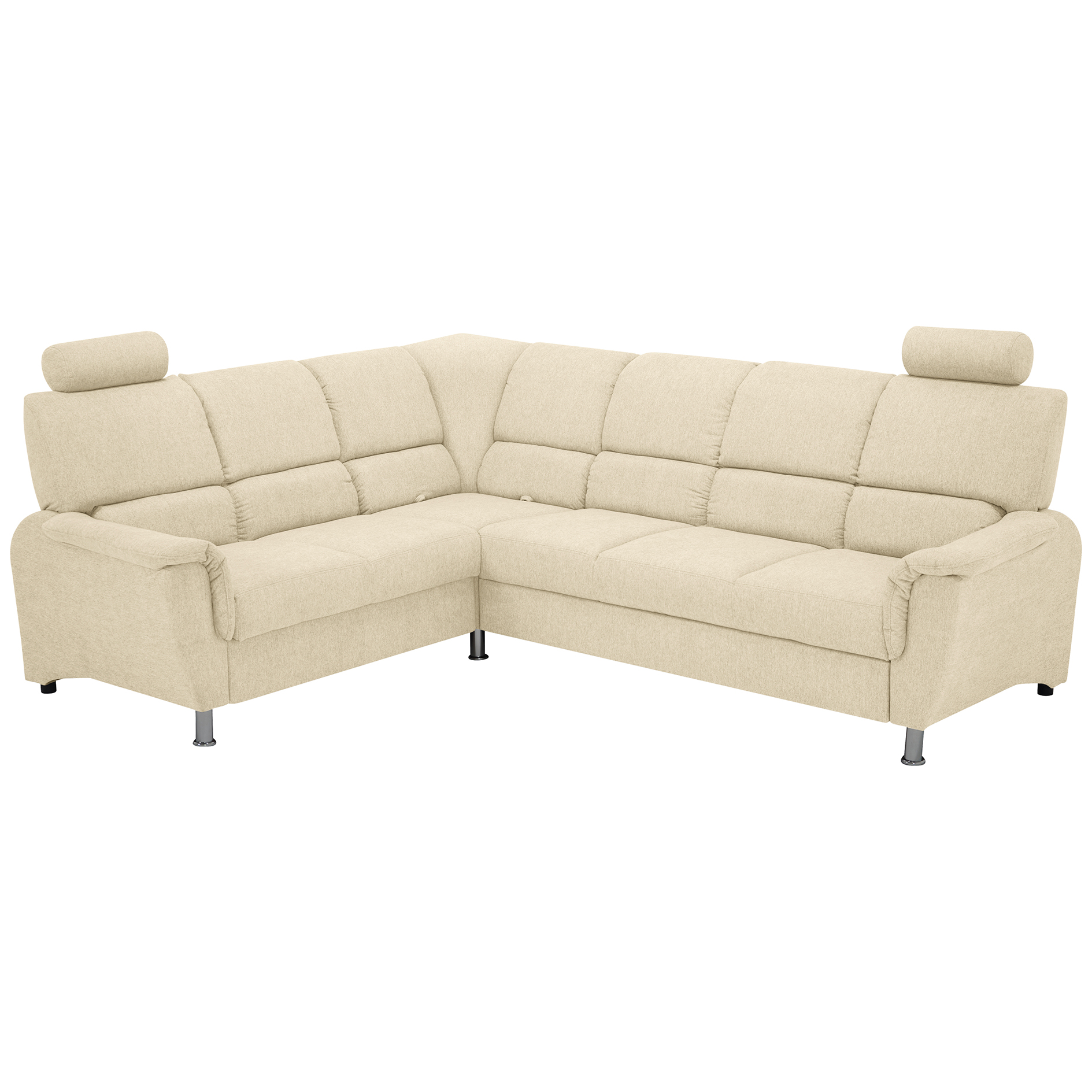 Ecksofa - hellbeige - Liegefunktion und Staukasten - 2-Sitzer links