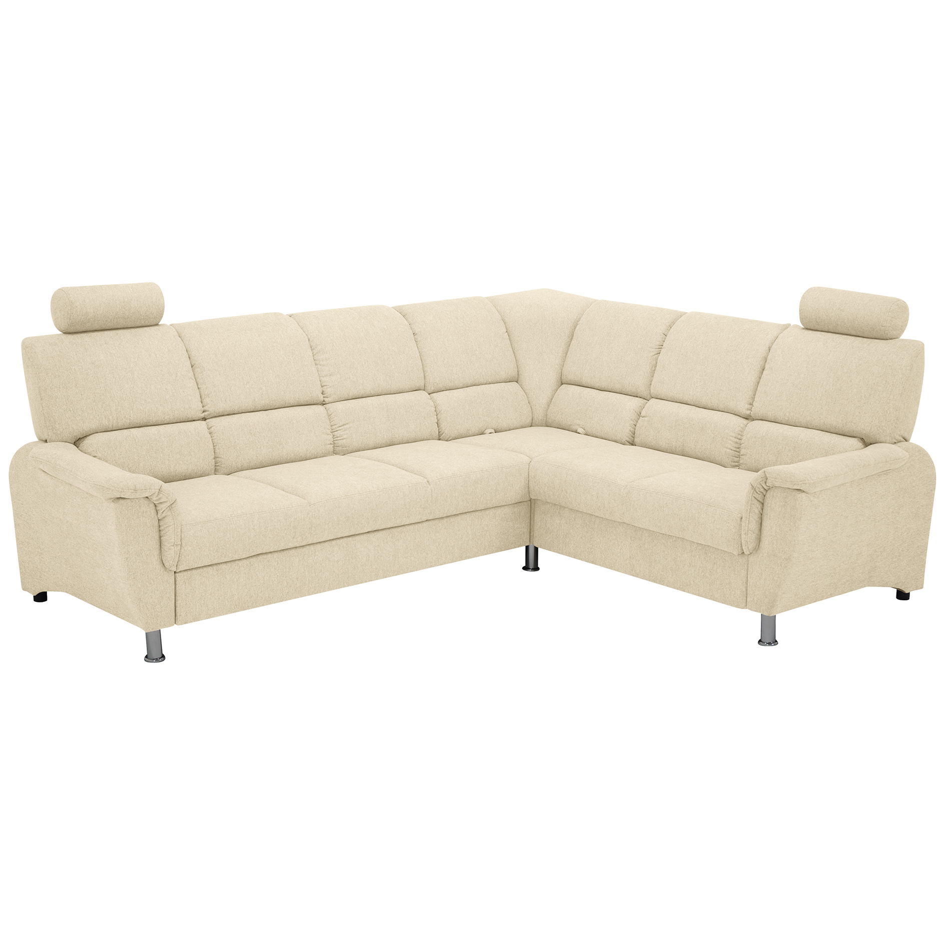Ecksofa - hellbeige - Liegefunktion und Staukasten - 2-Sitzer rechts