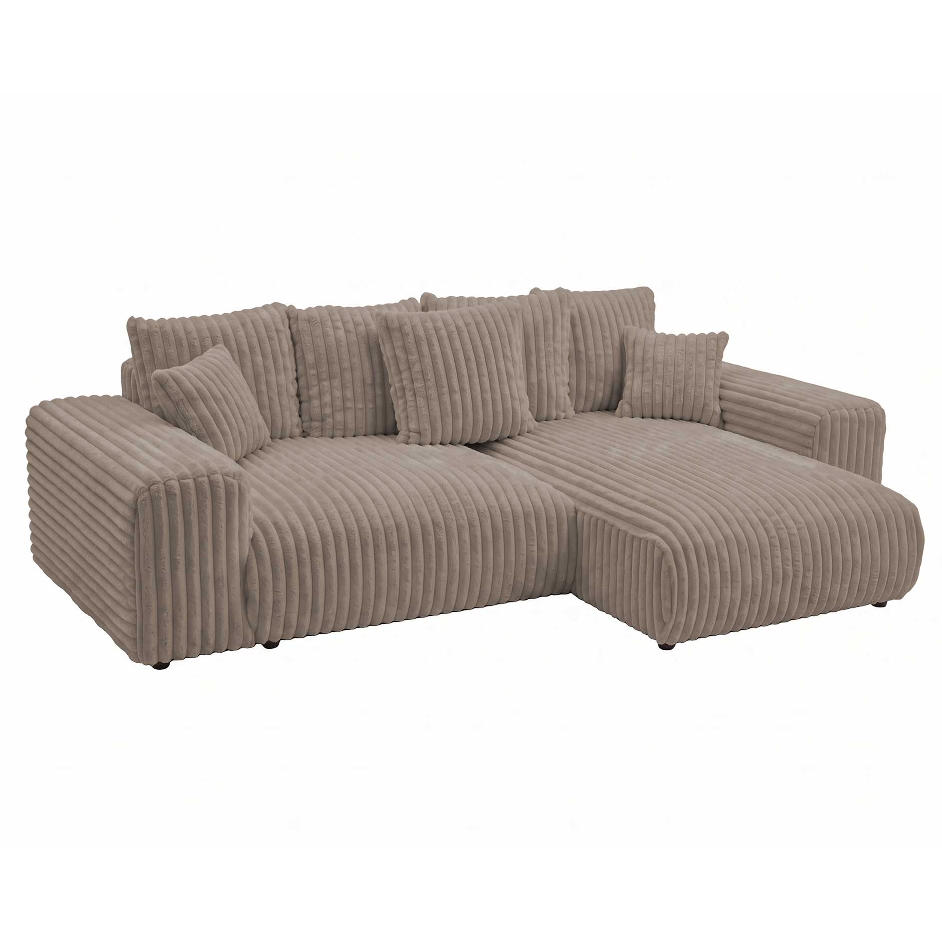 Ecksofa - hellbraun - Liegefuntkion - Staukasten - Cord