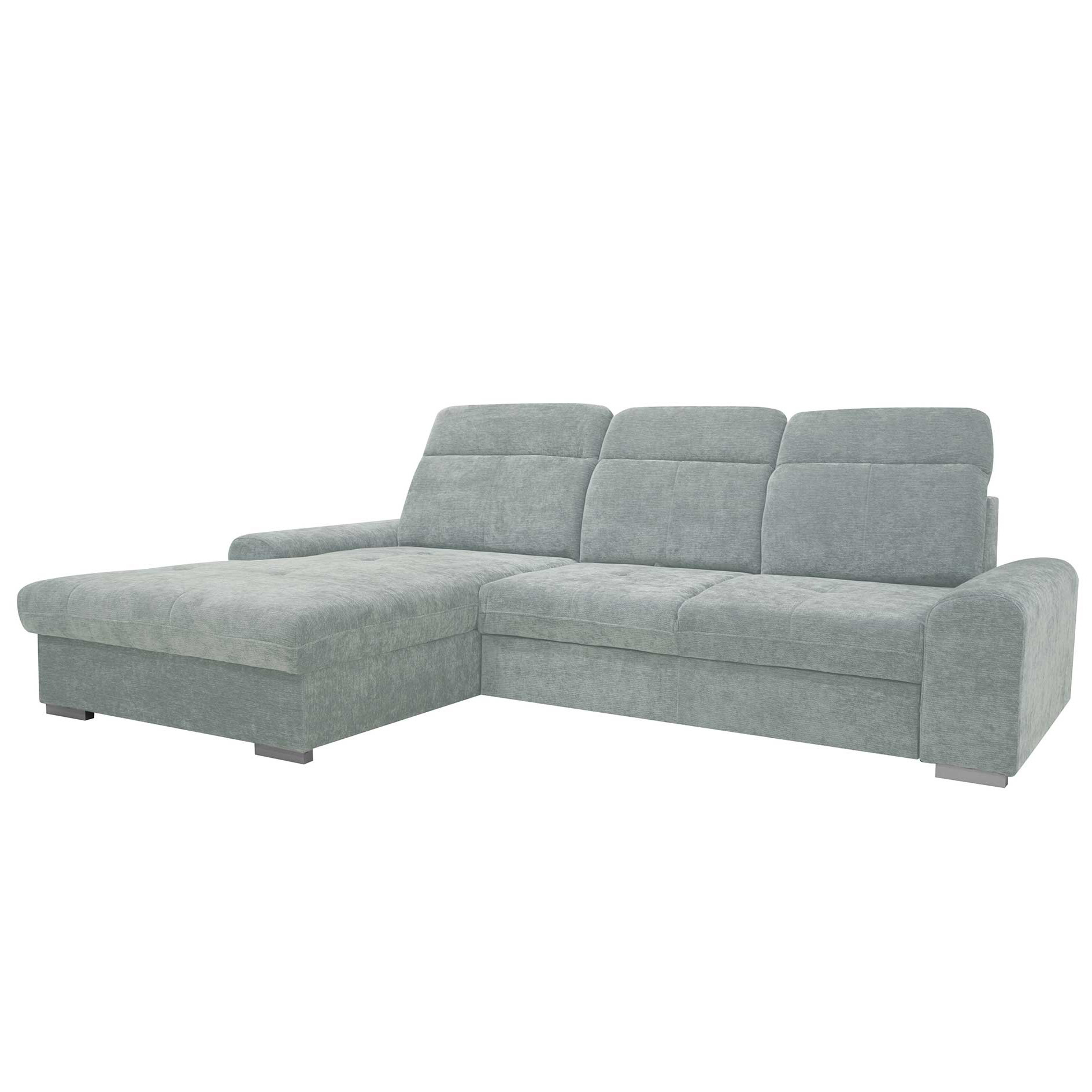 Ecksofa - hellgrau - Liegefunktion - Staukasten - Ottomane links