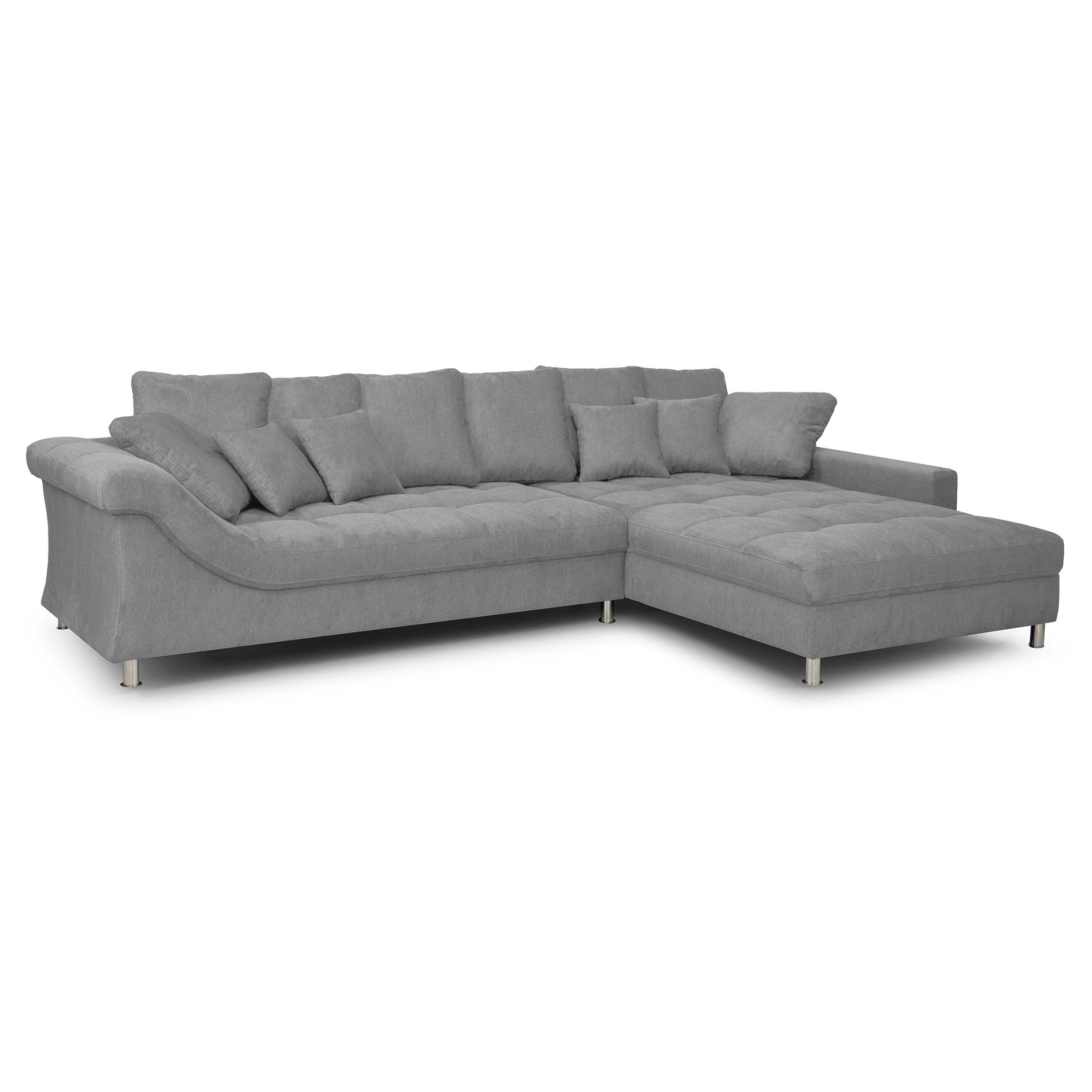Ecksofa - hellgrau - Microfaser - beidseitig montierbar