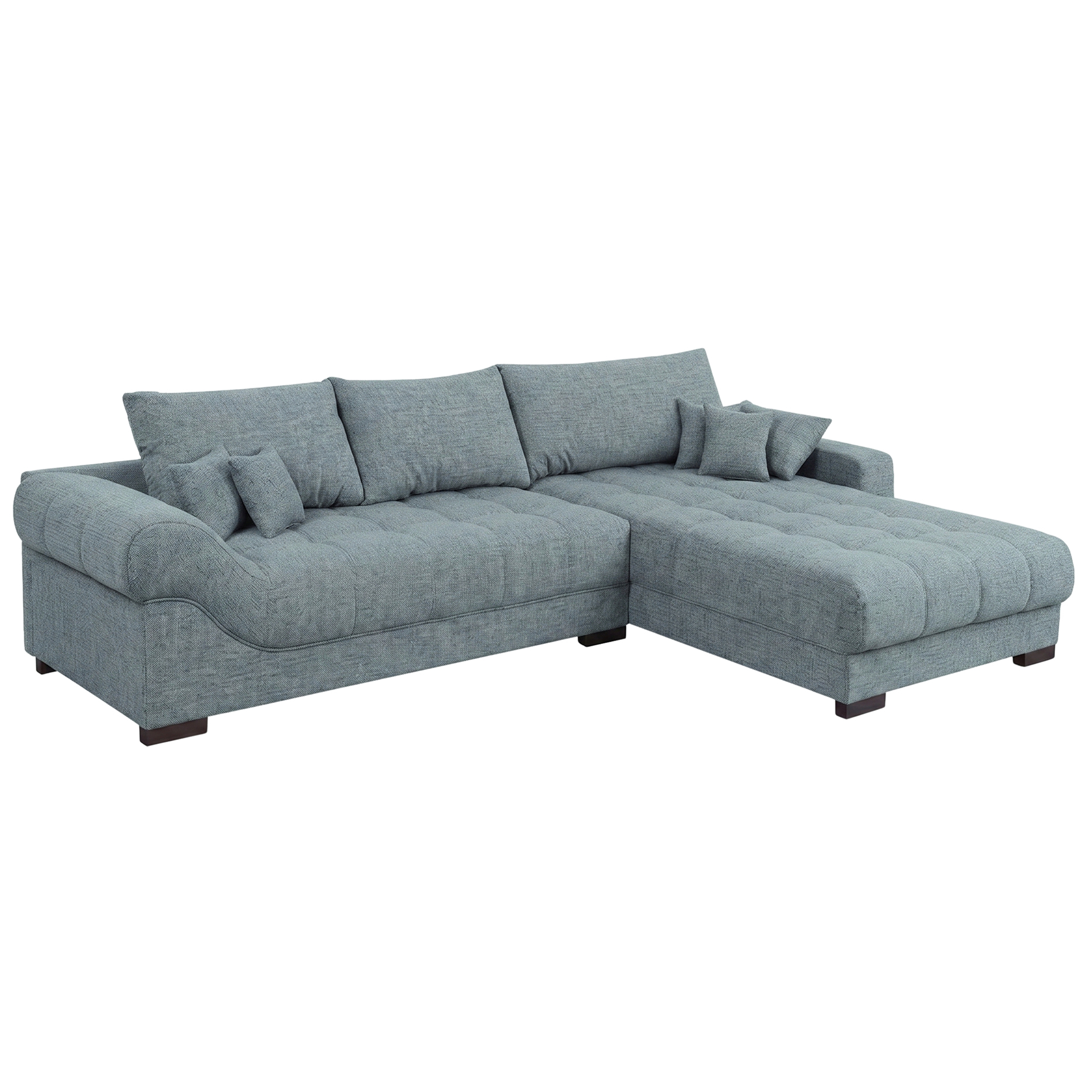 Ecksofa - ice blue - Boxspringfederung - Webstoff