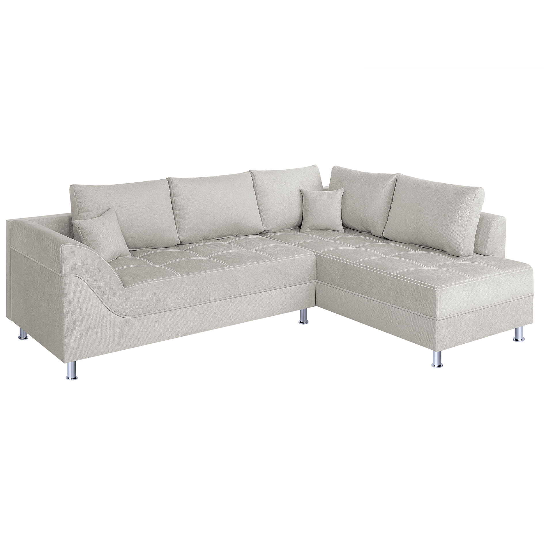 Ecksofa - ivory - Federkern - mit Kissen