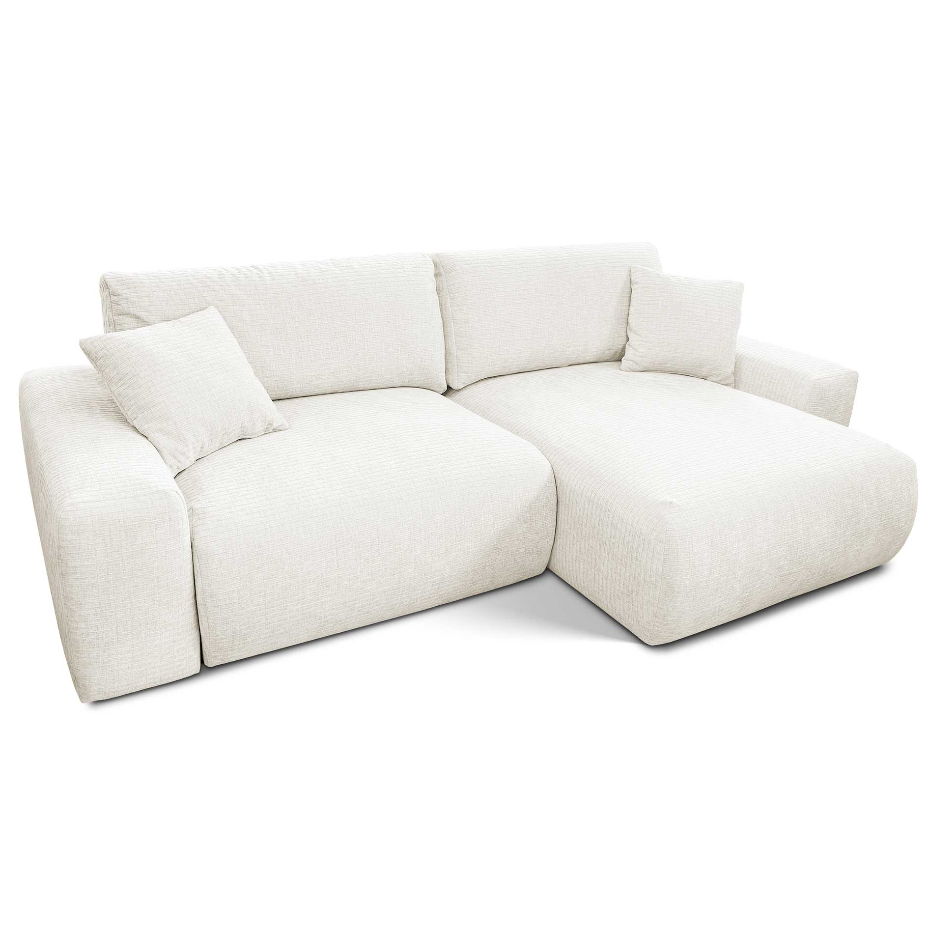 Ecksofa - ivory - Liegefunktion - Staukasten - Chenille