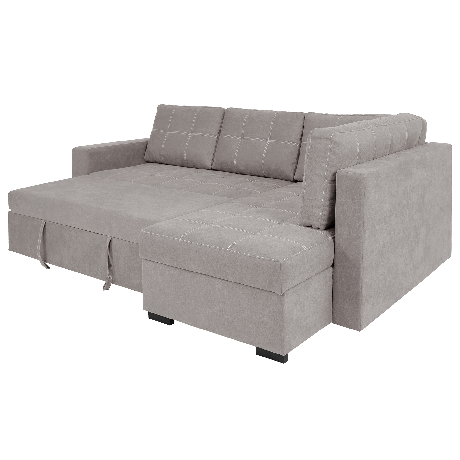Ecksofa - light grey - Liegefunktion - Staukasten - Webstoff