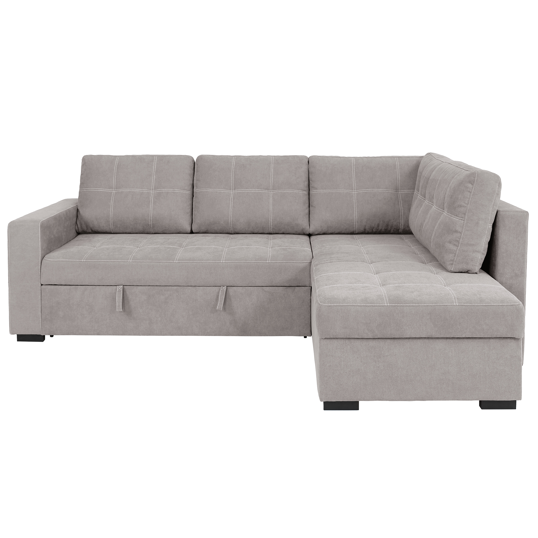 Ecksofa - light grey - Liegefunktion - Staukasten - Webstoff