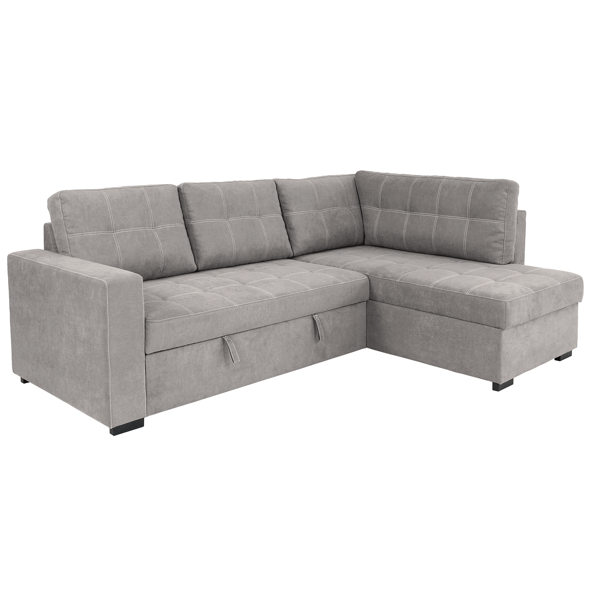 Ecksofa - light grey - Liegefunktion - Staukasten - Webstoff