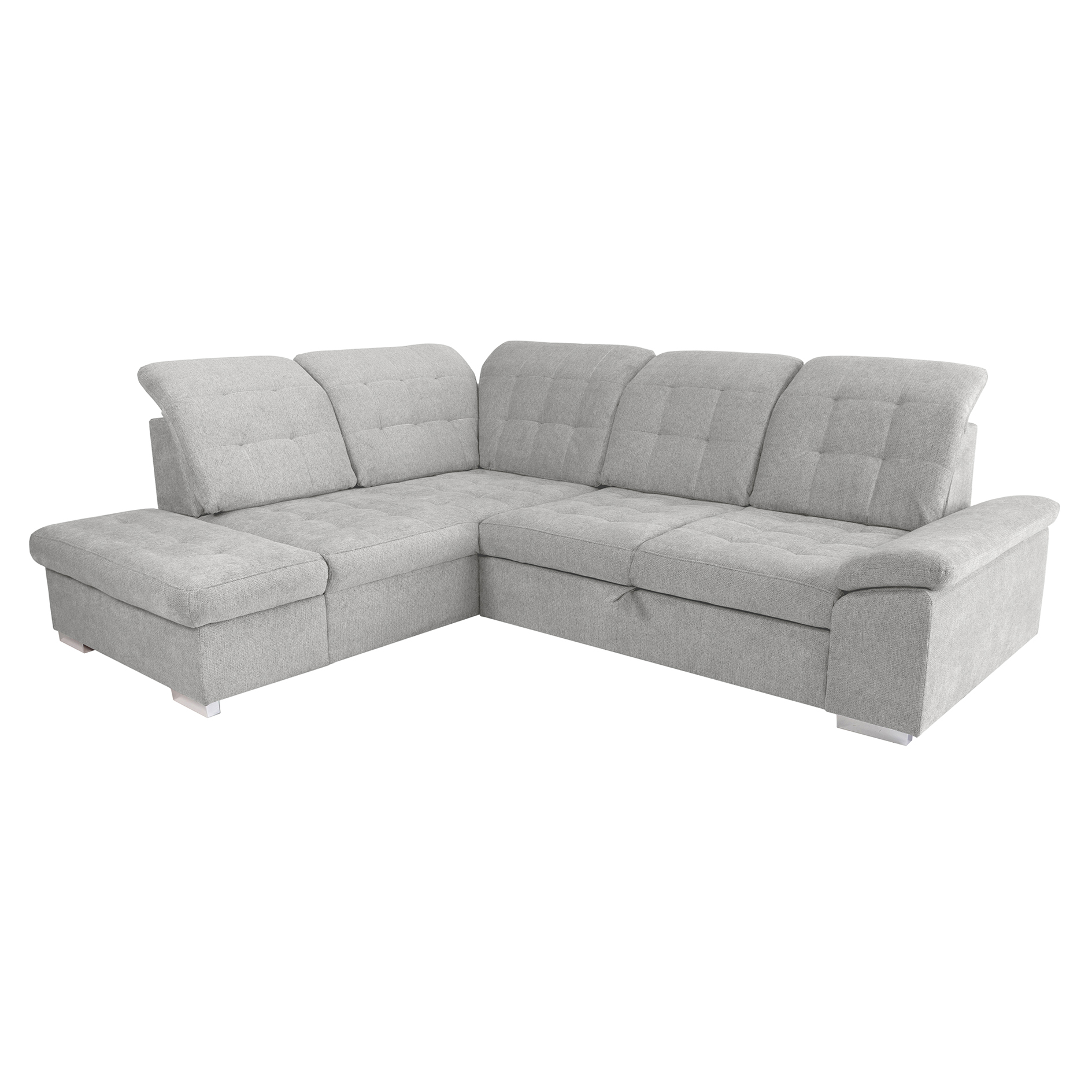 Ecksofa - light grey - Liegefunktion und Staukasten - Ottomane links