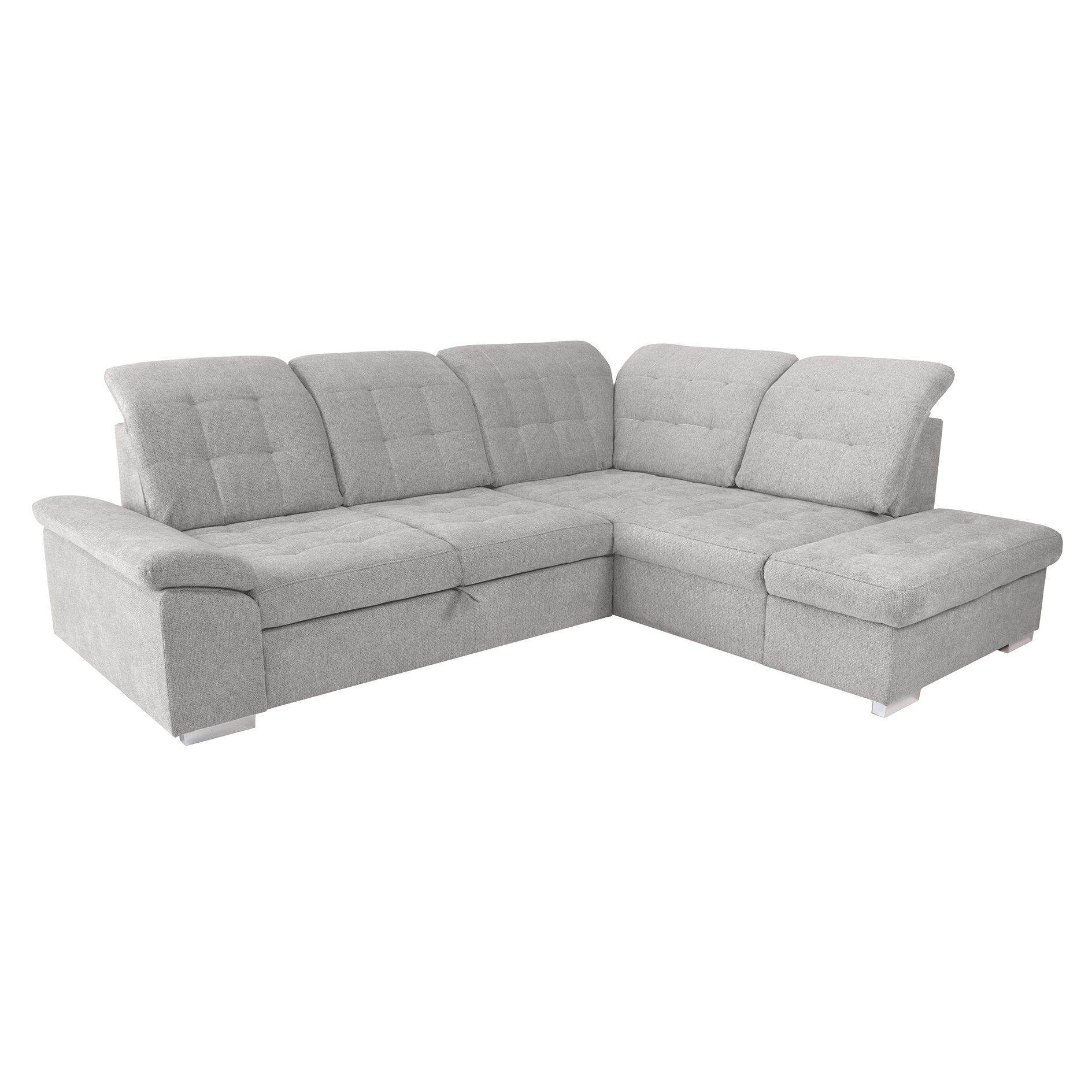 Ecksofa - light grey - Liegefunktion und Staukasten - Ottomane rechts