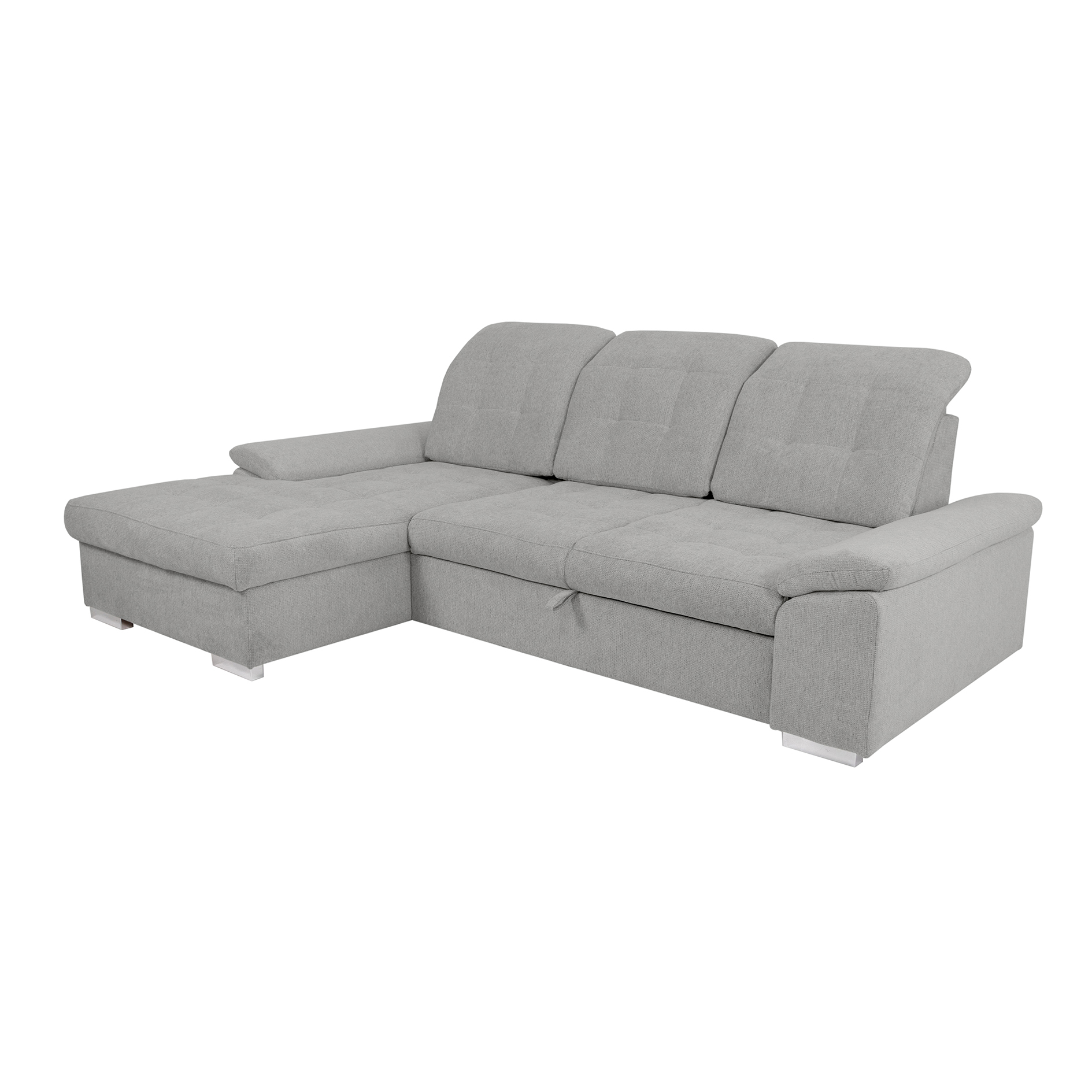 Ecksofa - light grey - Liegefunktion und Staukasten - Recamiere links