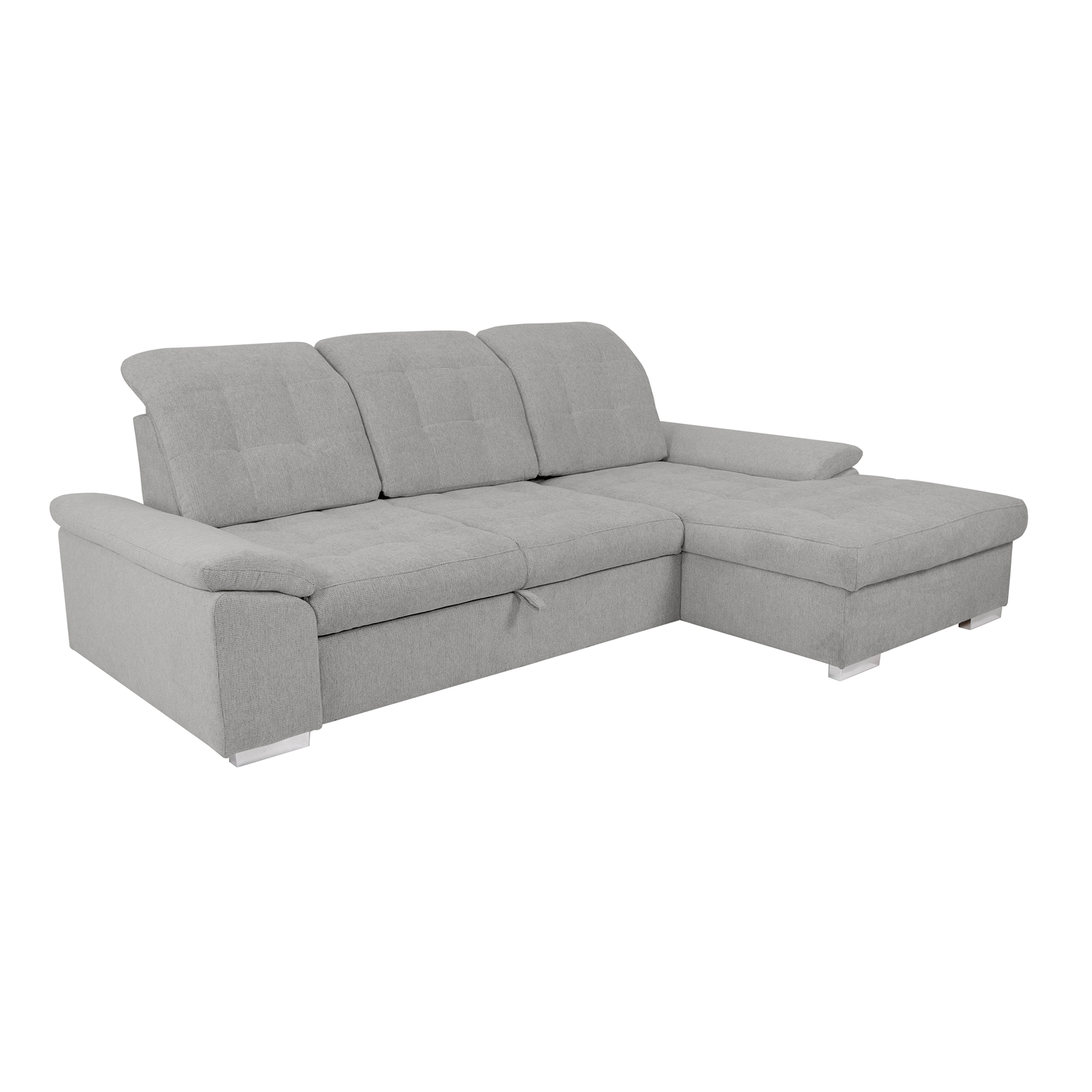 Ecksofa - light grey - Liegefunktion und Staukasten - Recamiere rechts
