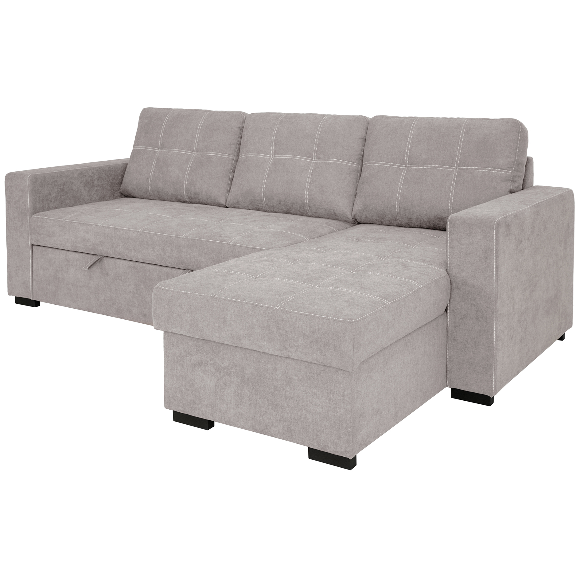 Ecksofa - light grey - Liegefunktion und Staukasten
