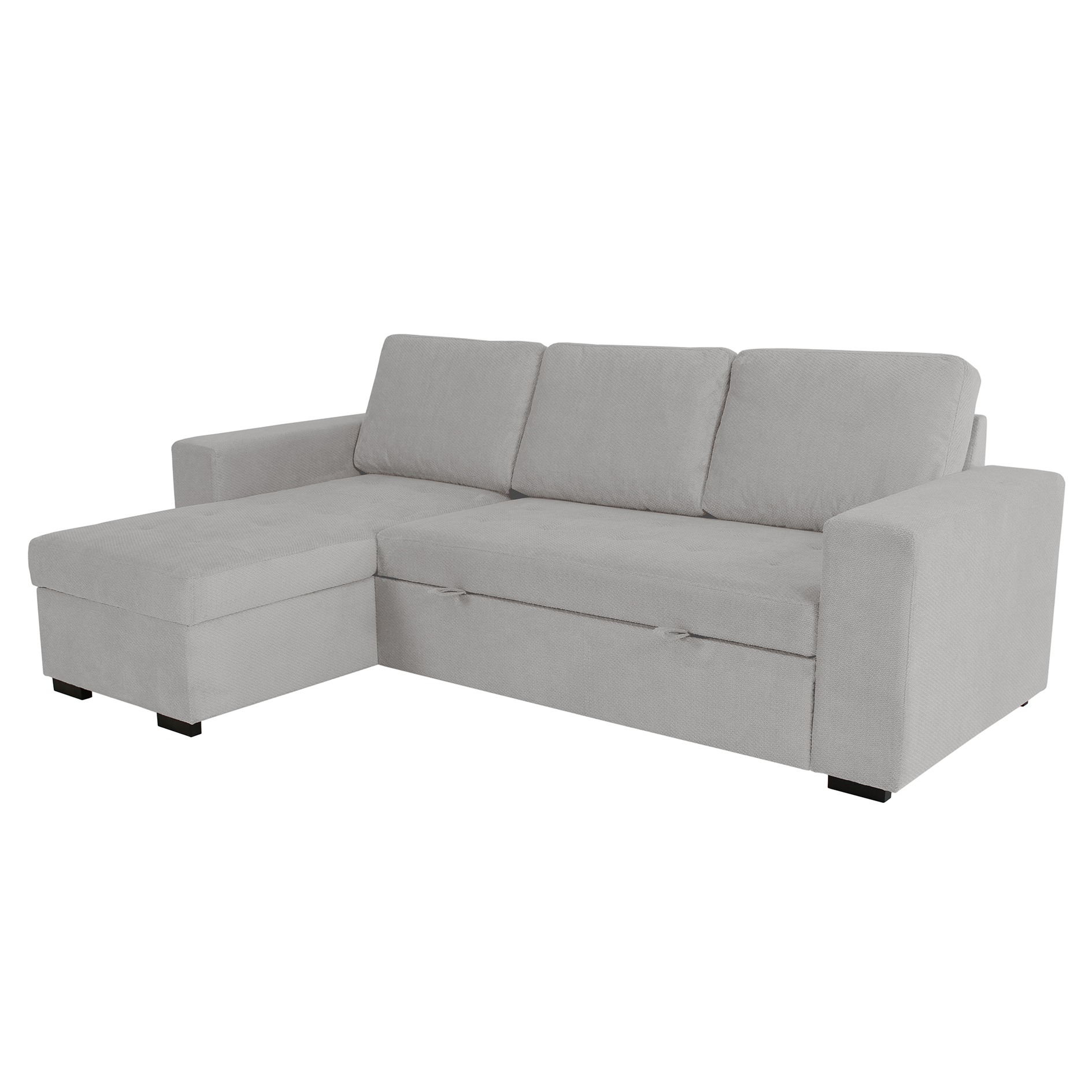 Ecksofa - light grey - Webstoff - Liegefunktion - Staukasten
