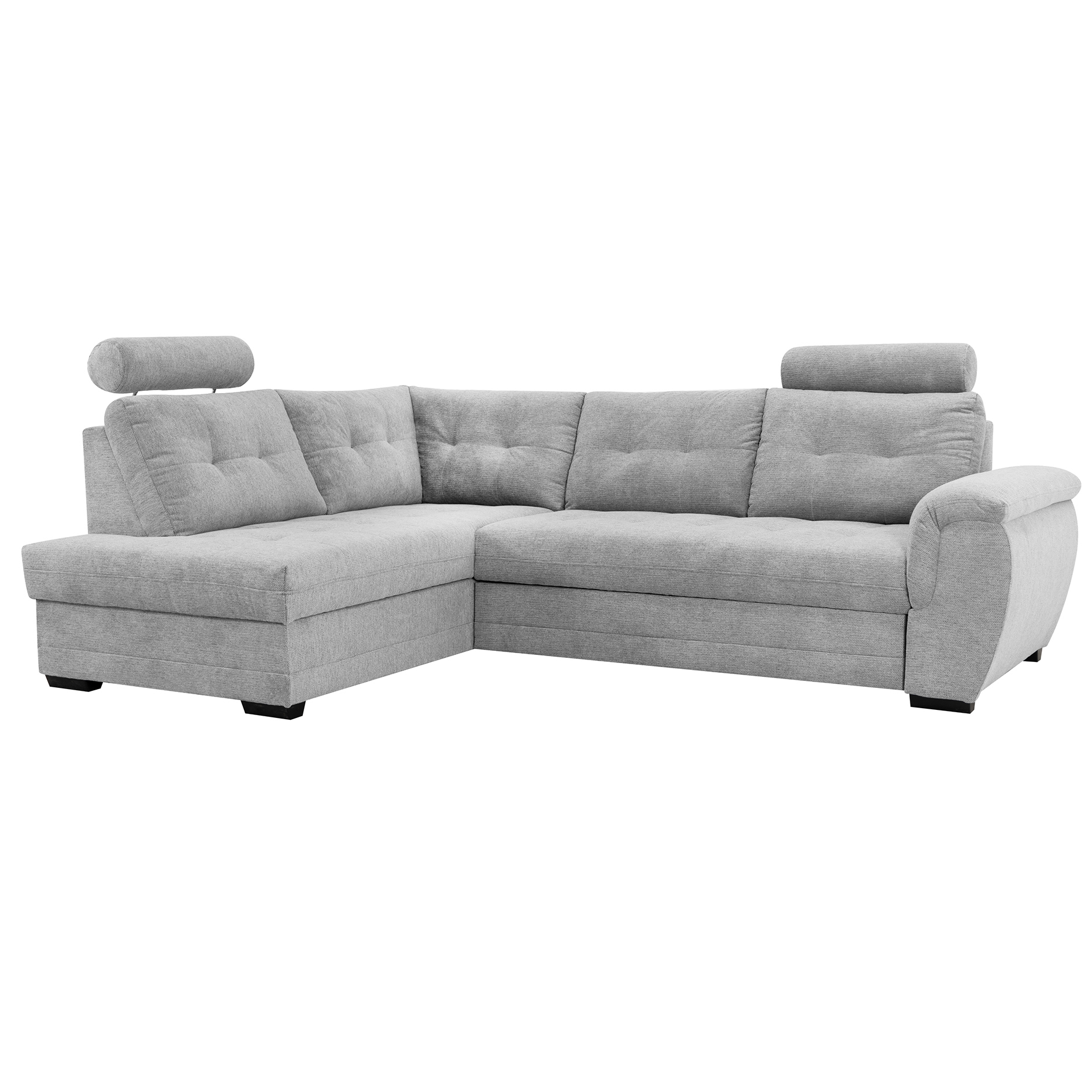 Ecksofa - lightgrey - Microfaser - Liegefunktion - Staukasten links