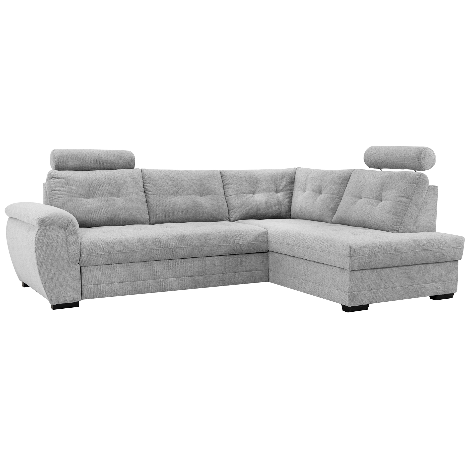 Ecksofa - lightgrey - Microfaser - Liegefunktion - Staukasten rechts