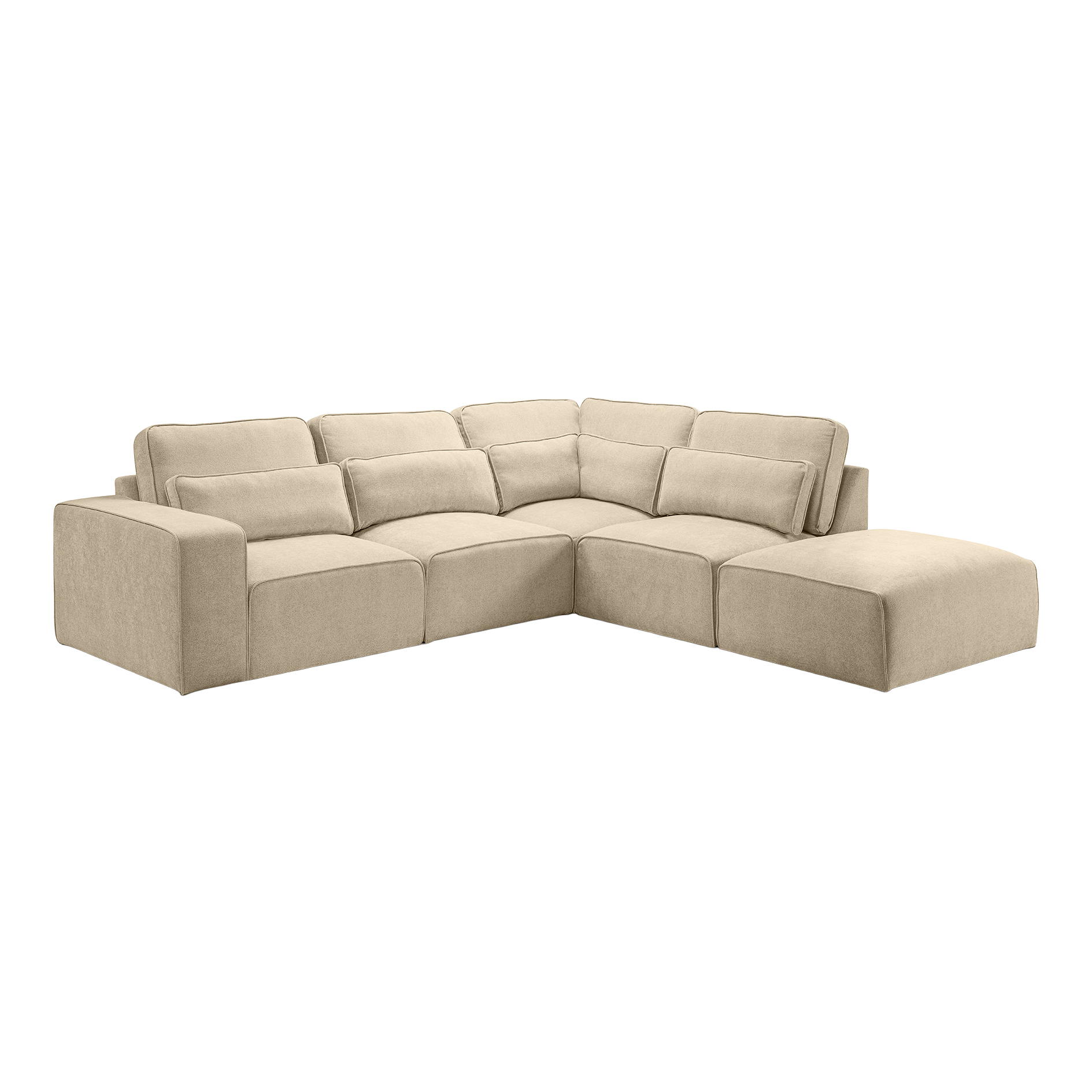 Ecksofa LUX - beige - Webstoff - mit Kissen