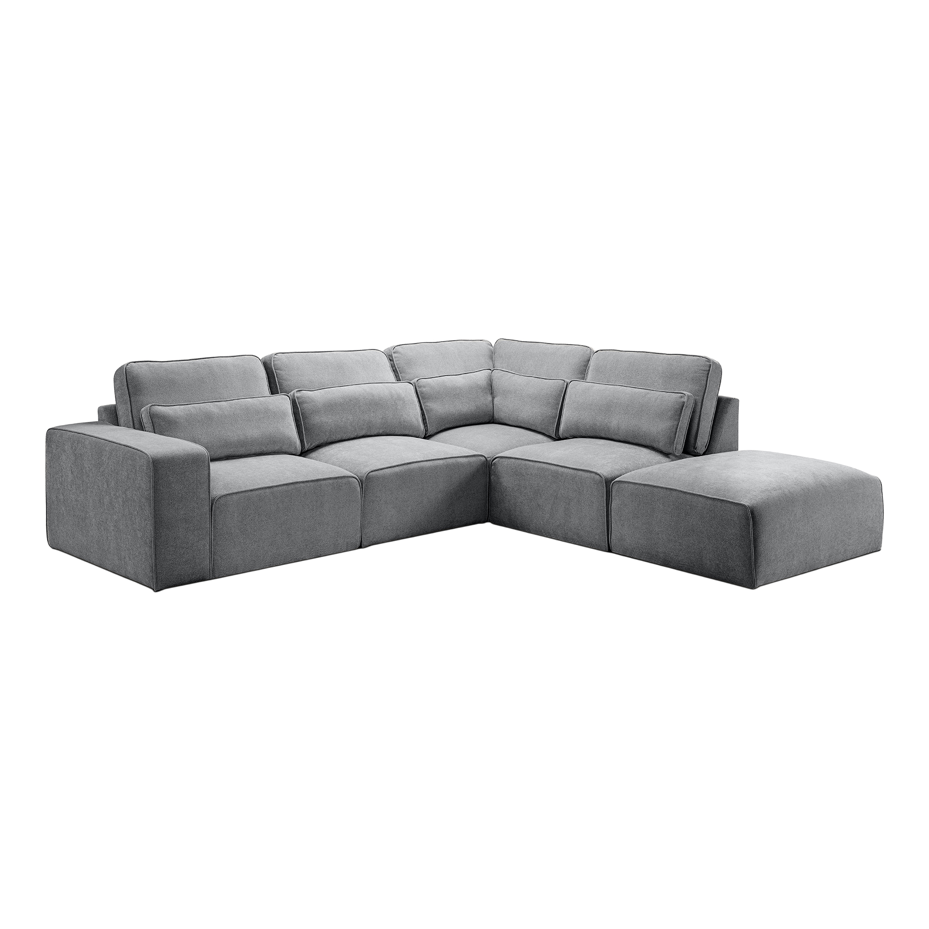 Ecksofa LUX - grau - Webstoff - mit Kissen