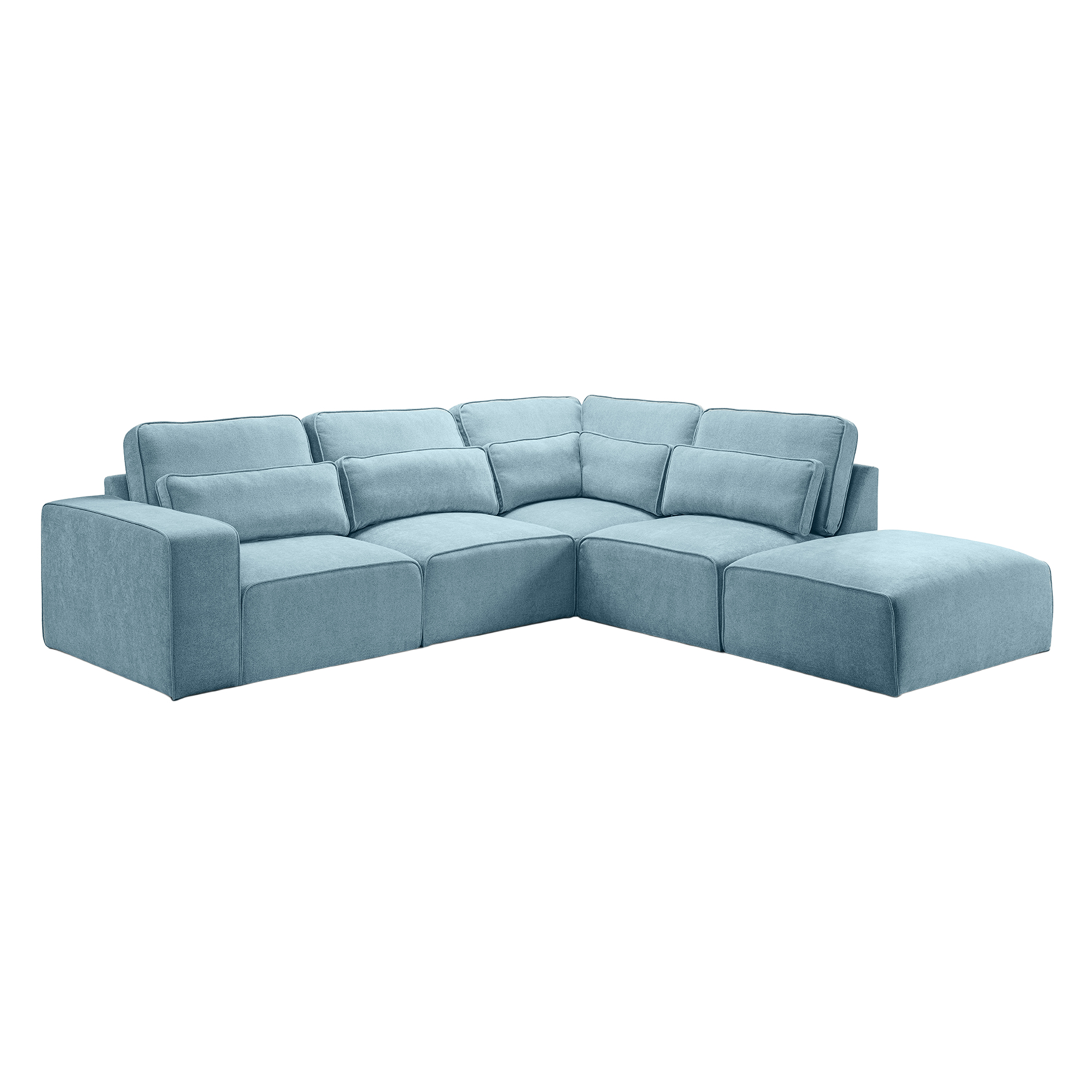 Ecksofa LUX - hellblau - Webstoff - mit Kissen