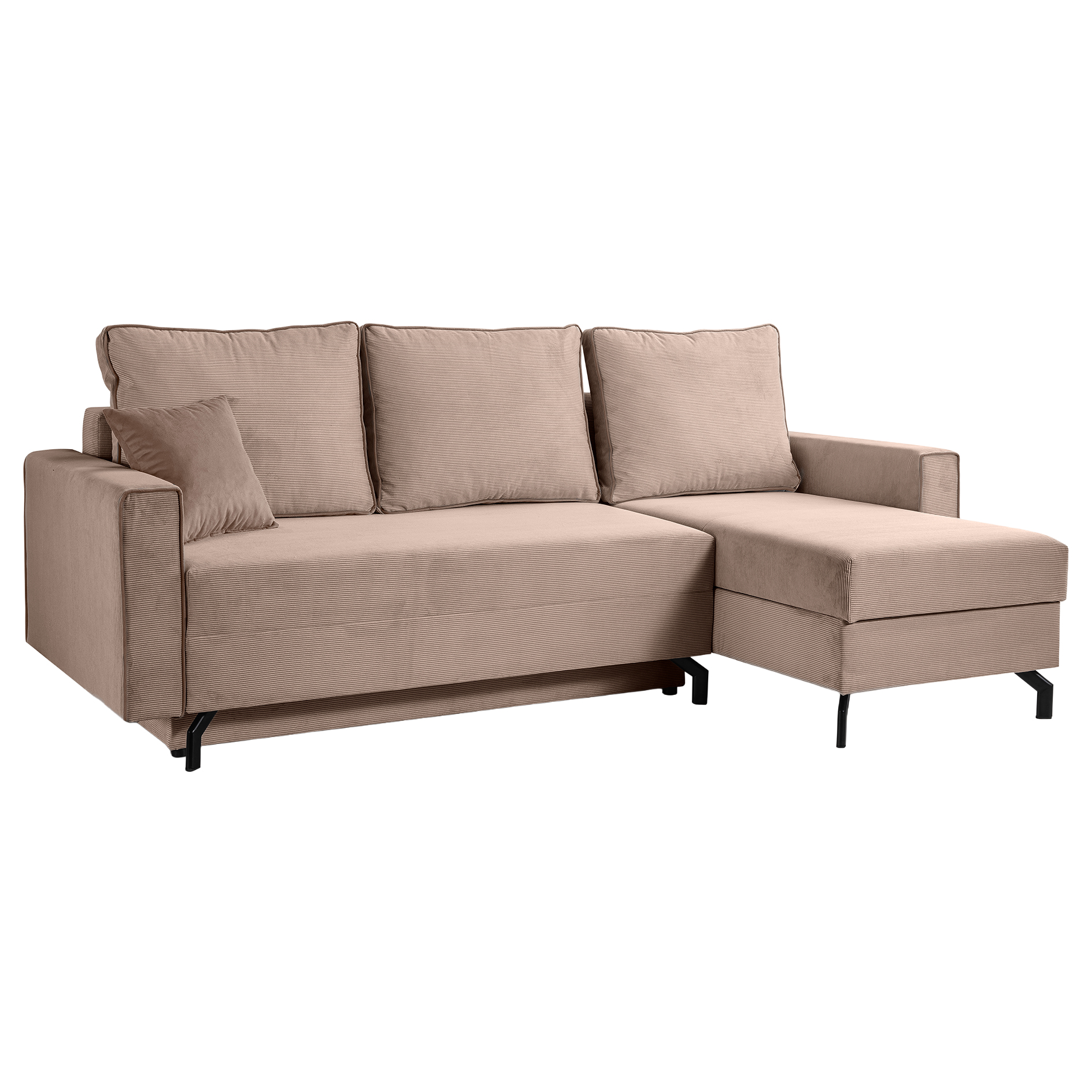 Ecksofa MARTI - altrosa - Cord - Liegefunktion - Staukasten