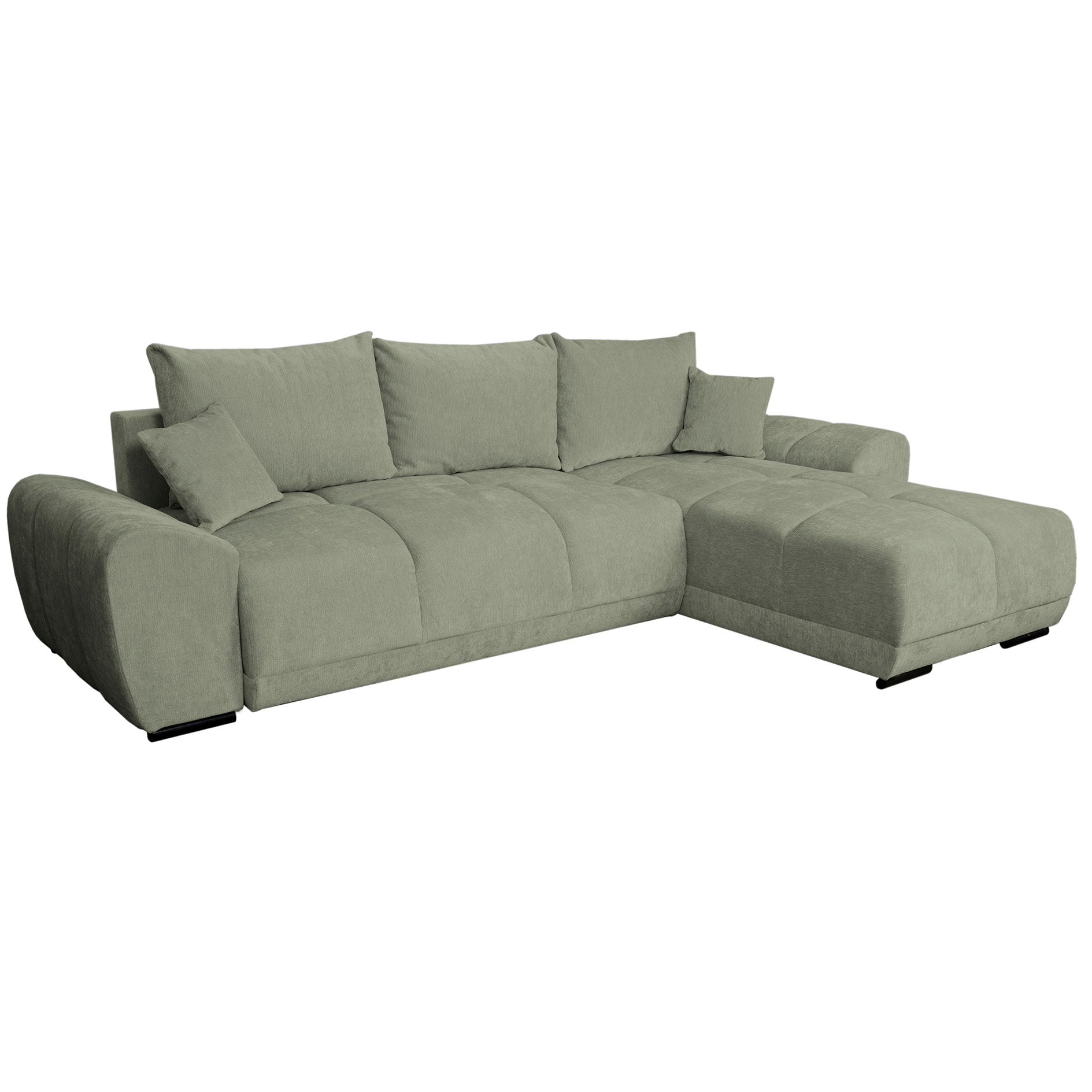 Ecksofa - mint - Liegefunktion - Staukasten - Webstoff